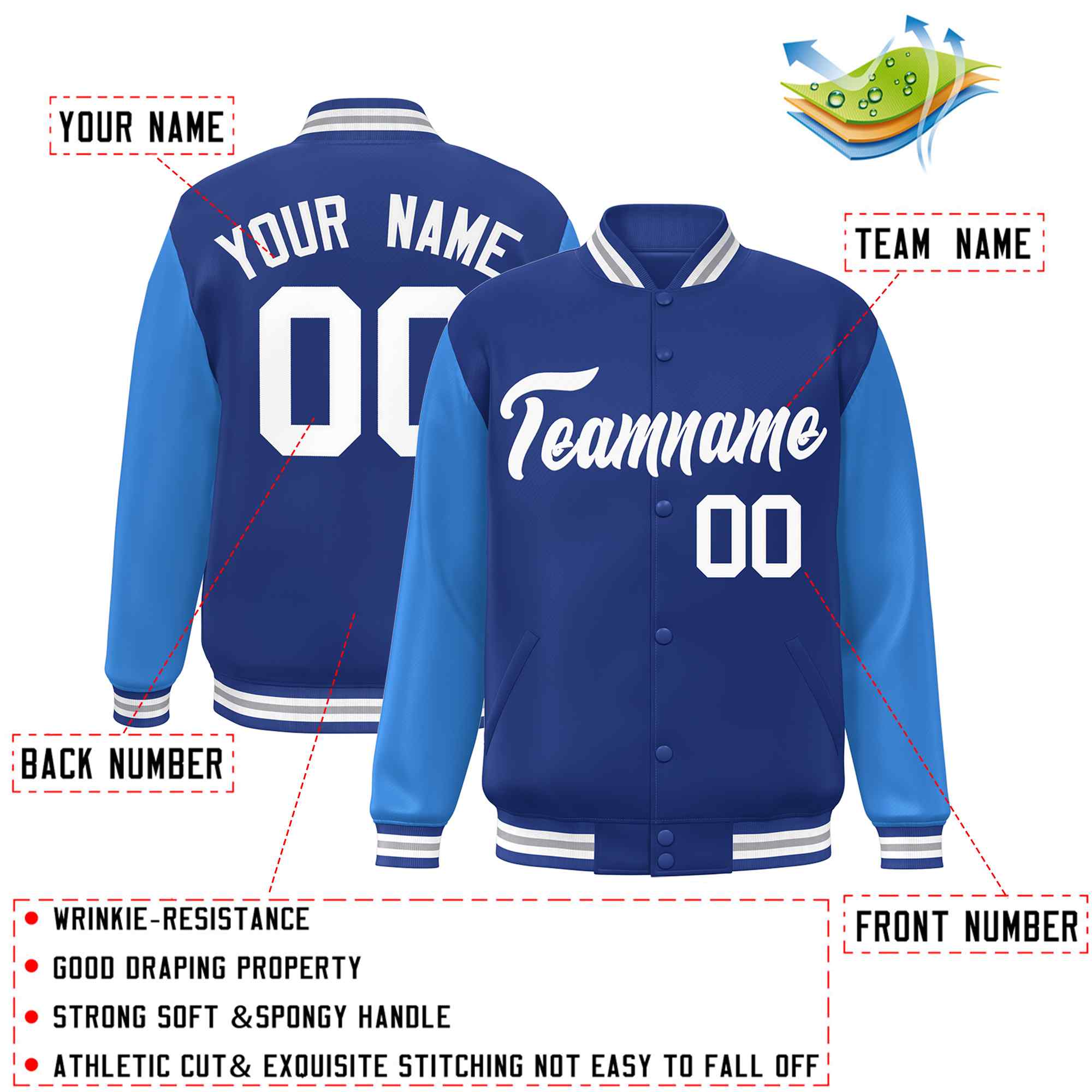 Custom Green White Raglan Sleeves Varsity Full-Snap Letterman Jacket | KXKSHOP
