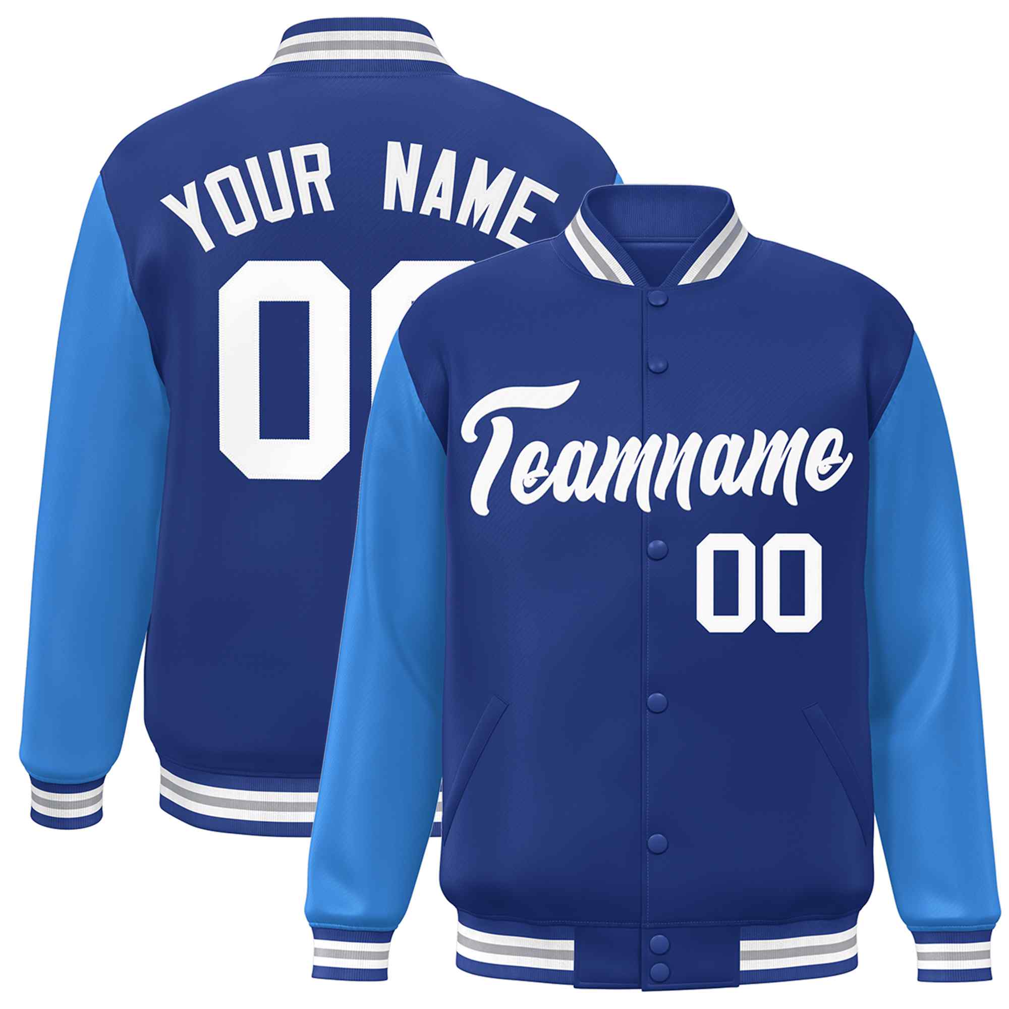 Custom Green White Raglan Sleeves Varsity Full-Snap Letterman Jacket | KXKSHOP