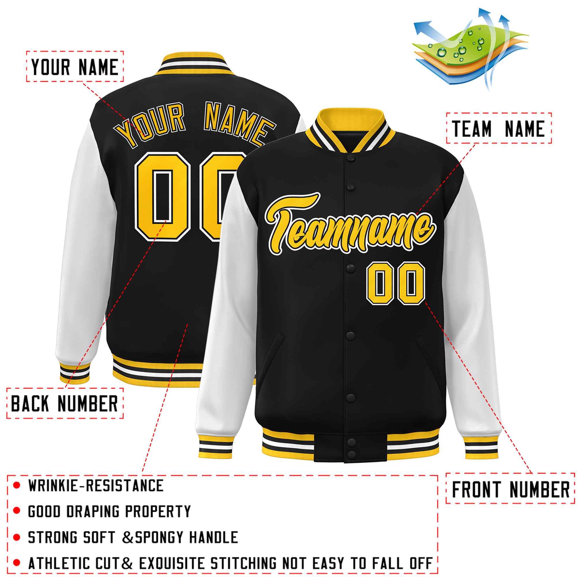 Custom Green White Raglan Sleeves Varsity Full-Snap Letterman Jacket | KXKSHOP