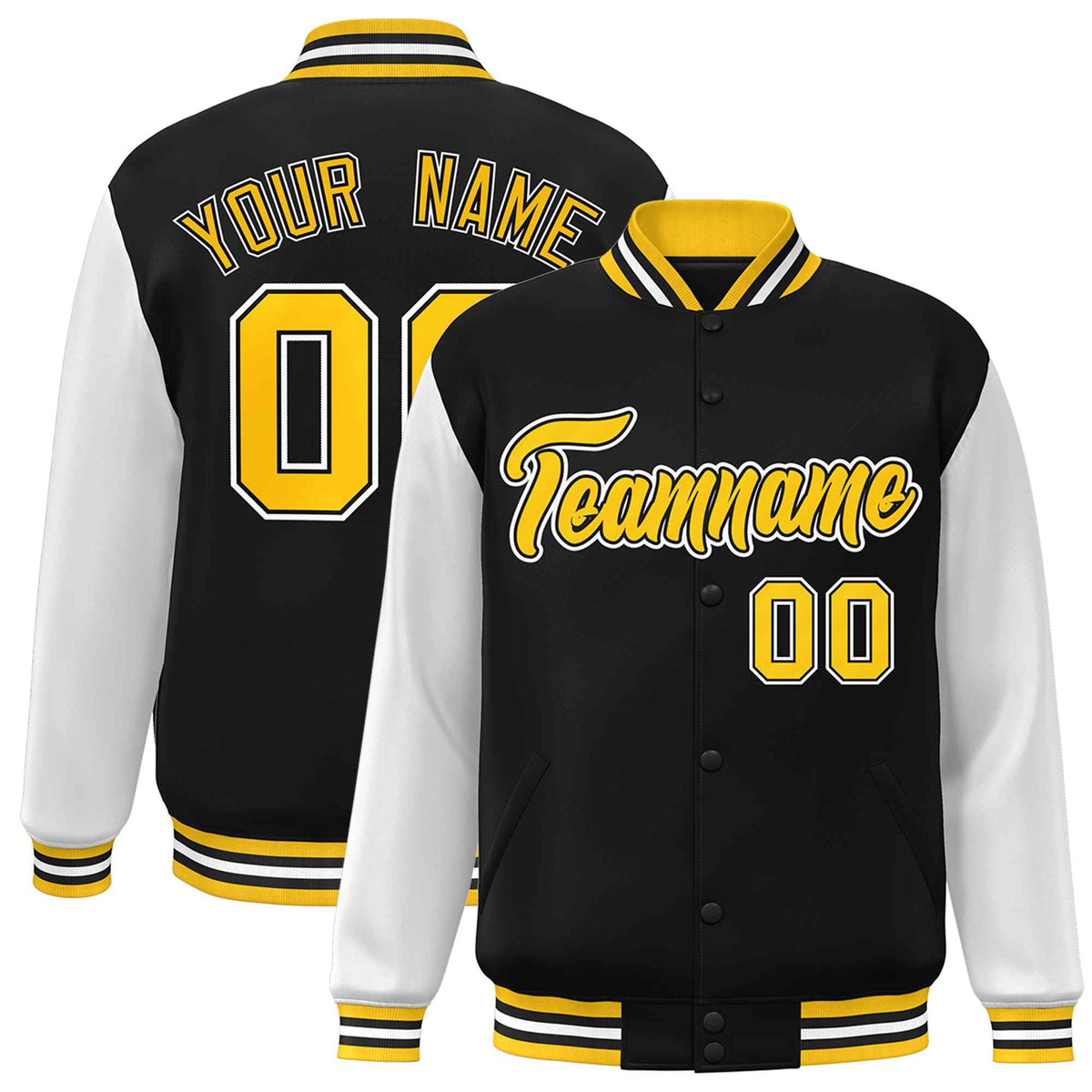 Custom Green White Raglan Sleeves Varsity Full-Snap Letterman Jacket | KXKSHOP