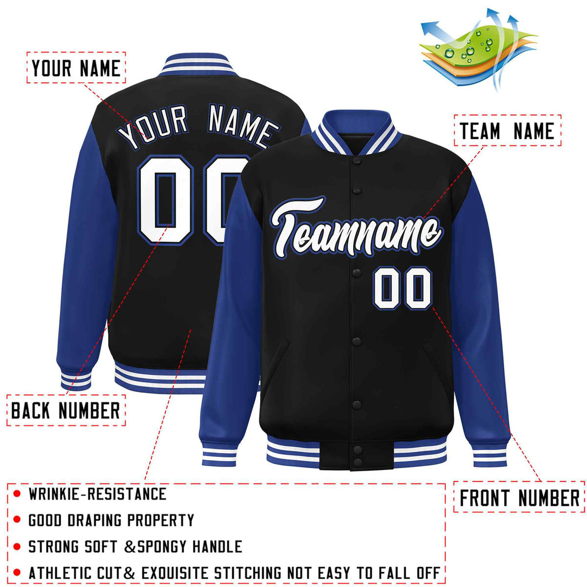 Custom Green White Raglan Sleeves Varsity Full-Snap Letterman Jacket | KXKSHOP