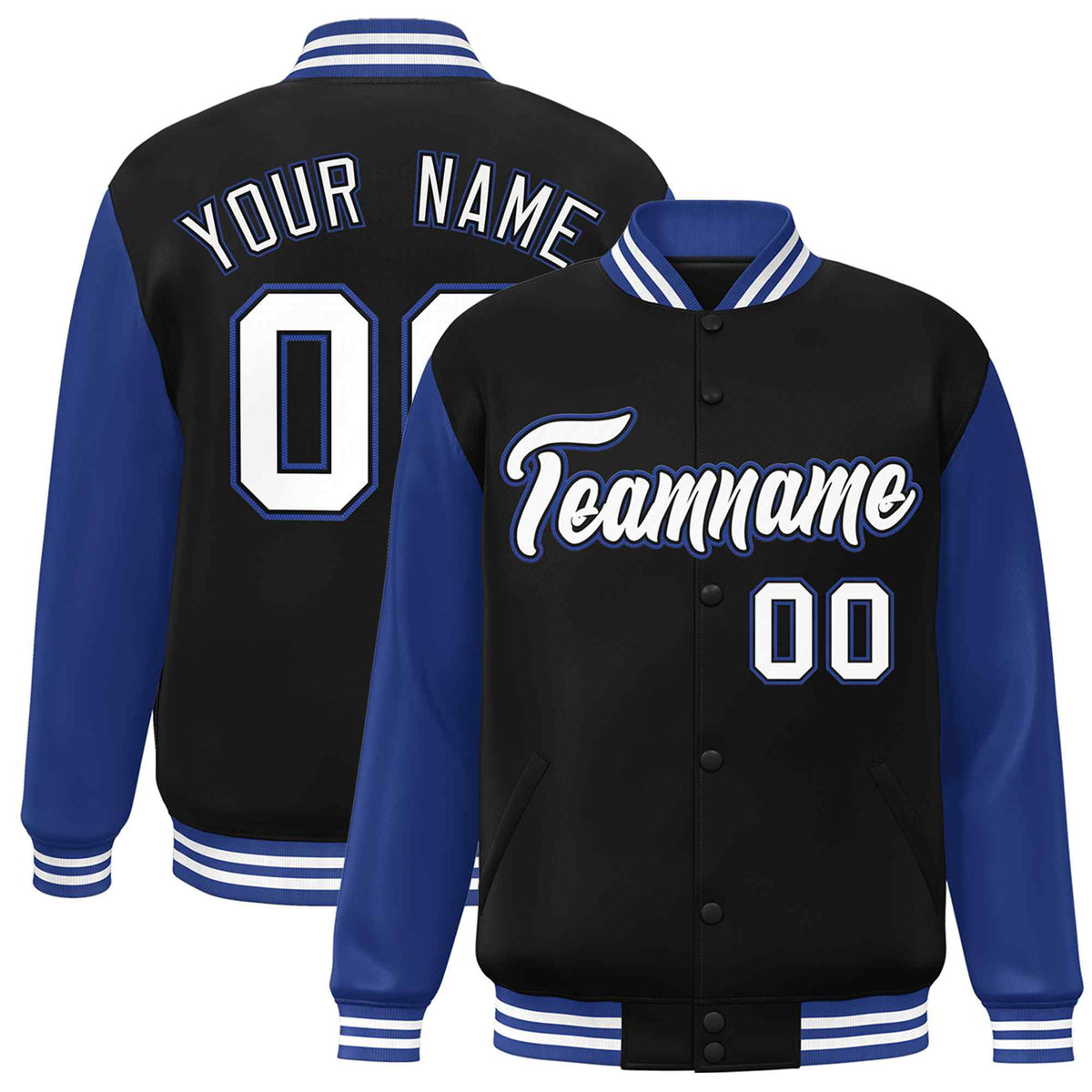 Custom Green White Raglan Sleeves Varsity Full-Snap Letterman Jacket | KXKSHOP