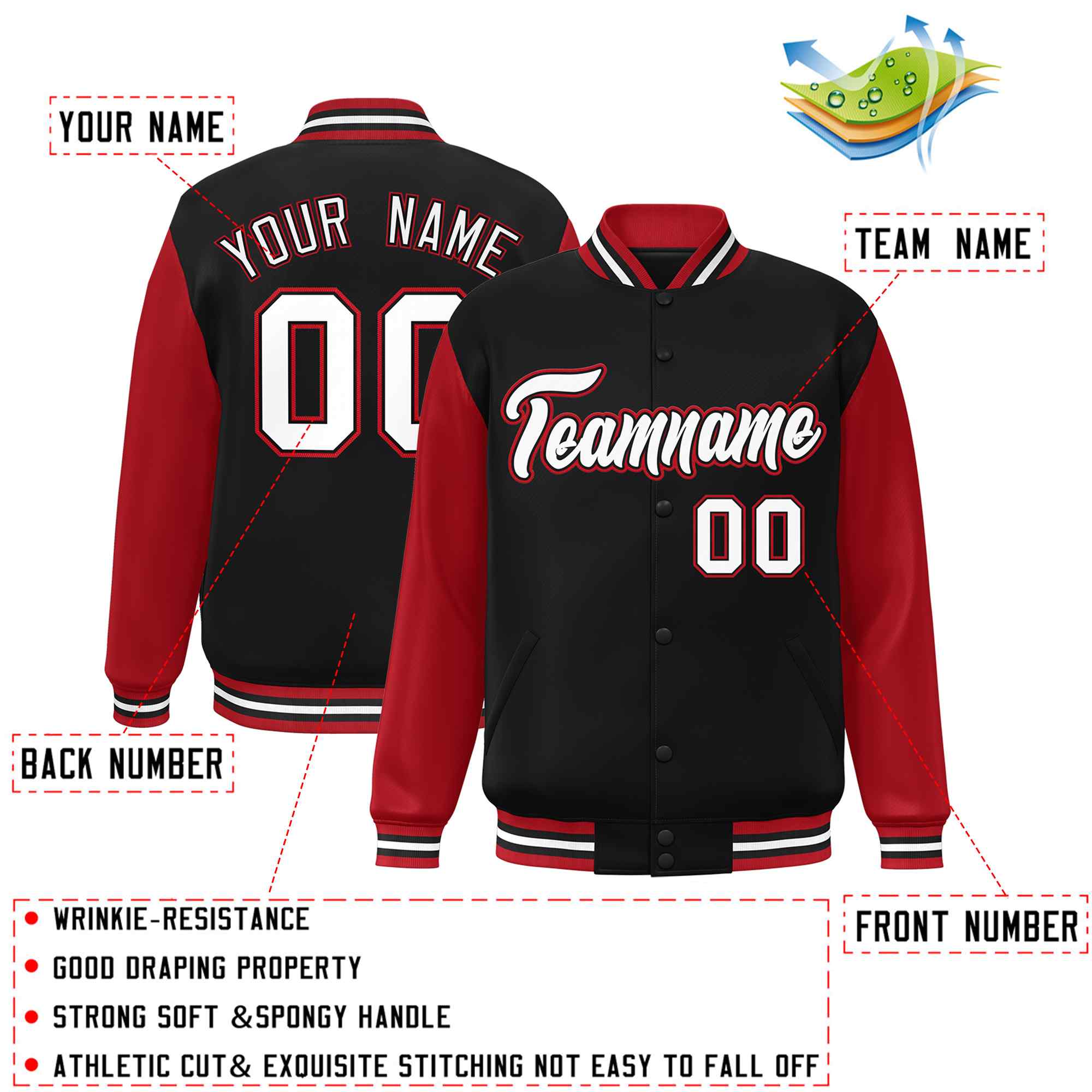 Custom Green White Raglan Sleeves Varsity Full-Snap Letterman Jacket | KXKSHOP