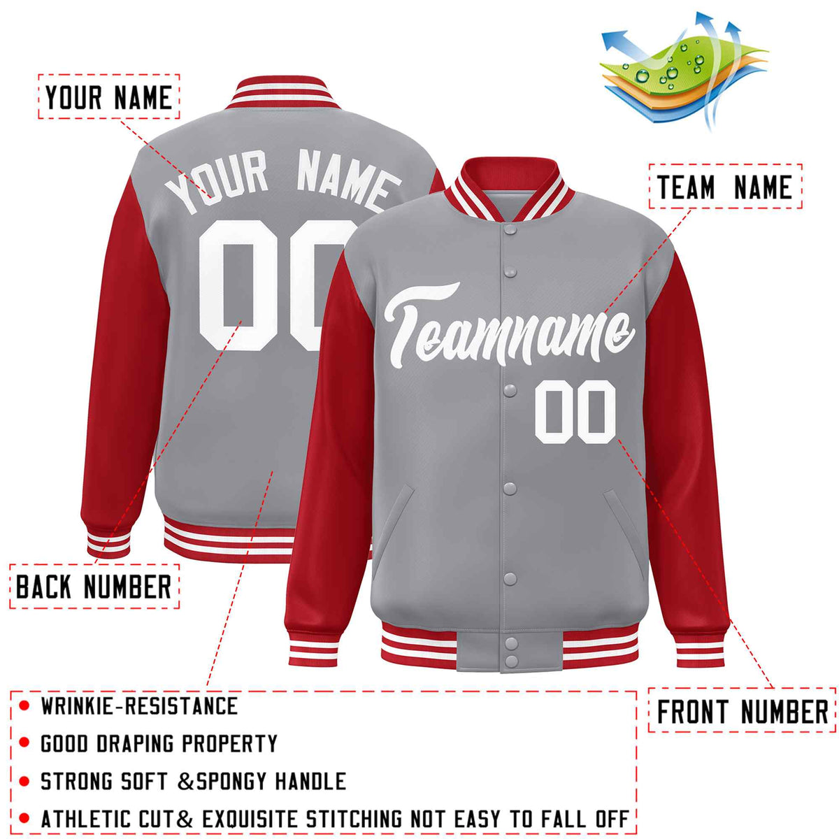 Custom Green White Raglan Sleeves Varsity Full-Snap Letterman Jacket | KXKSHOP