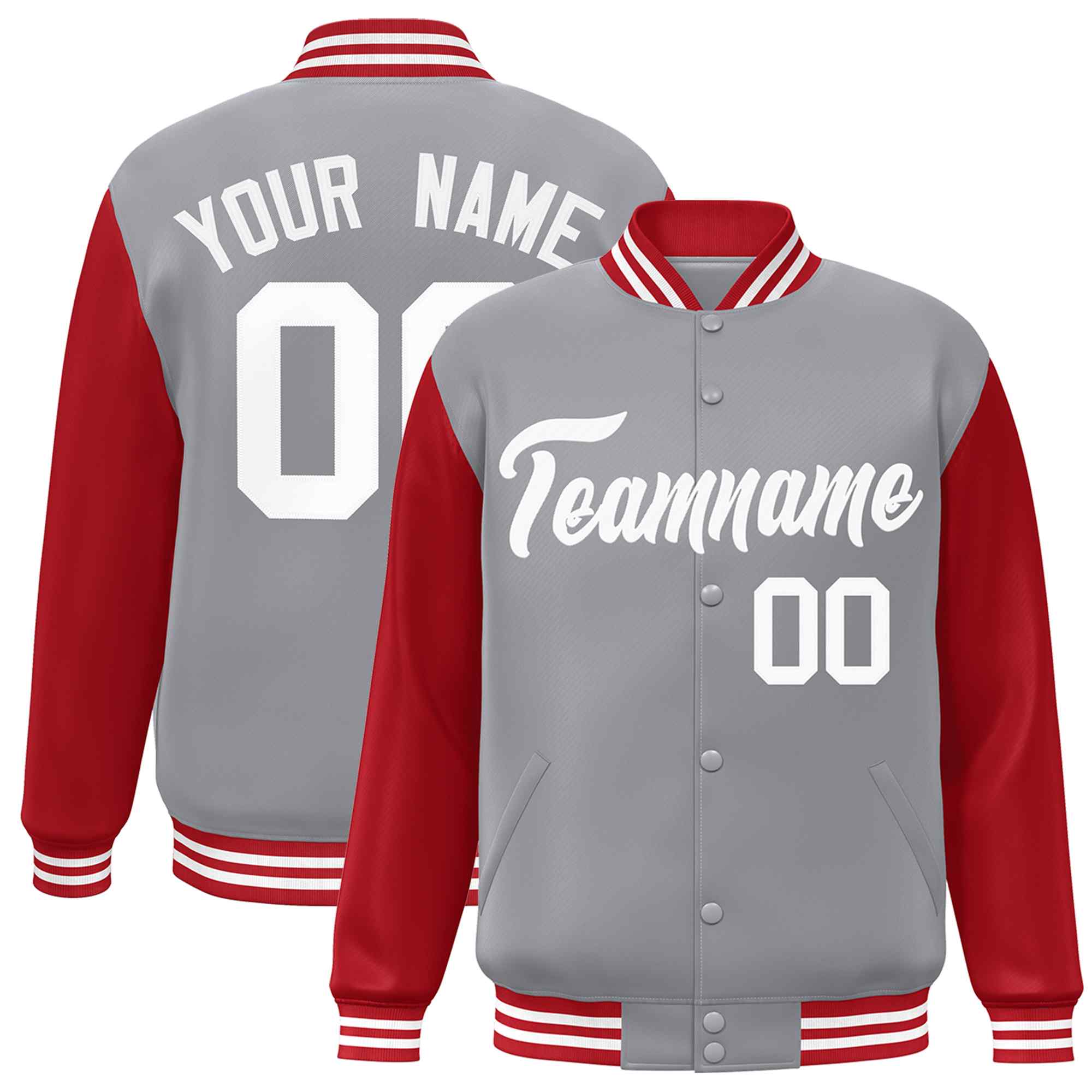 Custom Green White Raglan Sleeves Varsity Full-Snap Letterman Jacket | KXKSHOP