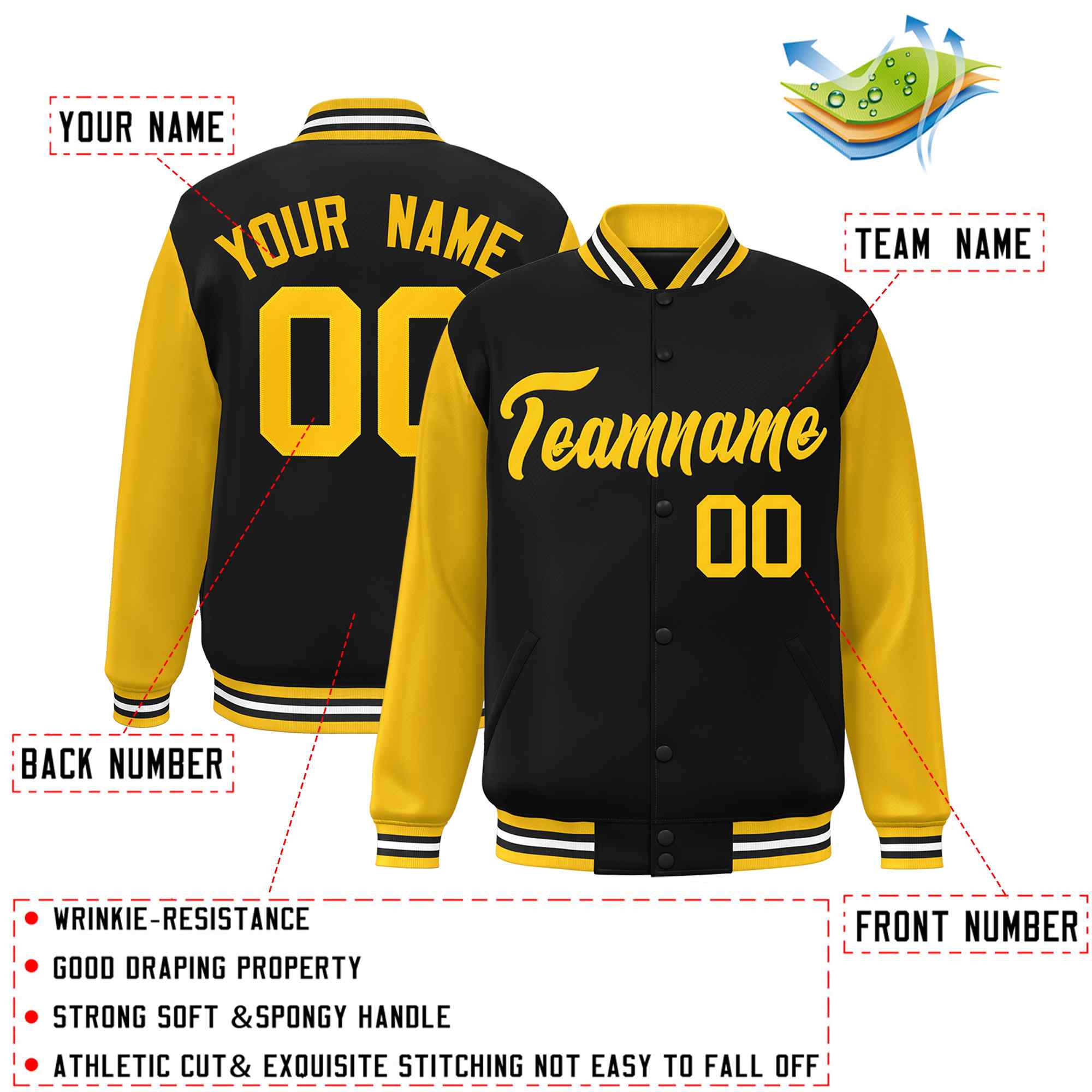 Custom Green White Raglan Sleeves Varsity Full-Snap Letterman Jacket | KXKSHOP