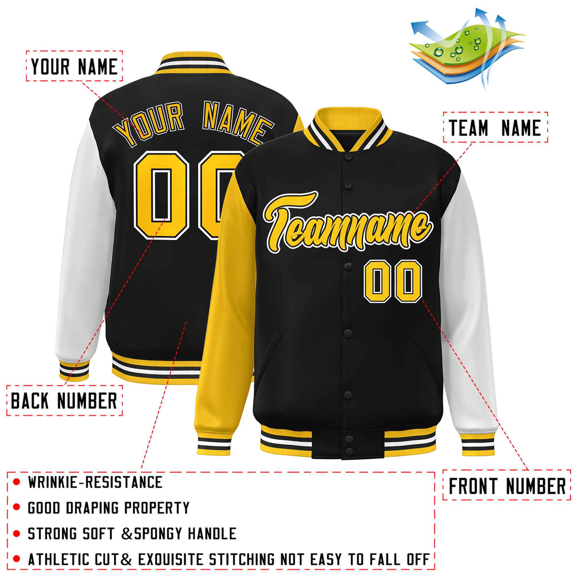 Custom Green White Raglan Sleeves Varsity Full-Snap Letterman Jacket | KXKSHOP