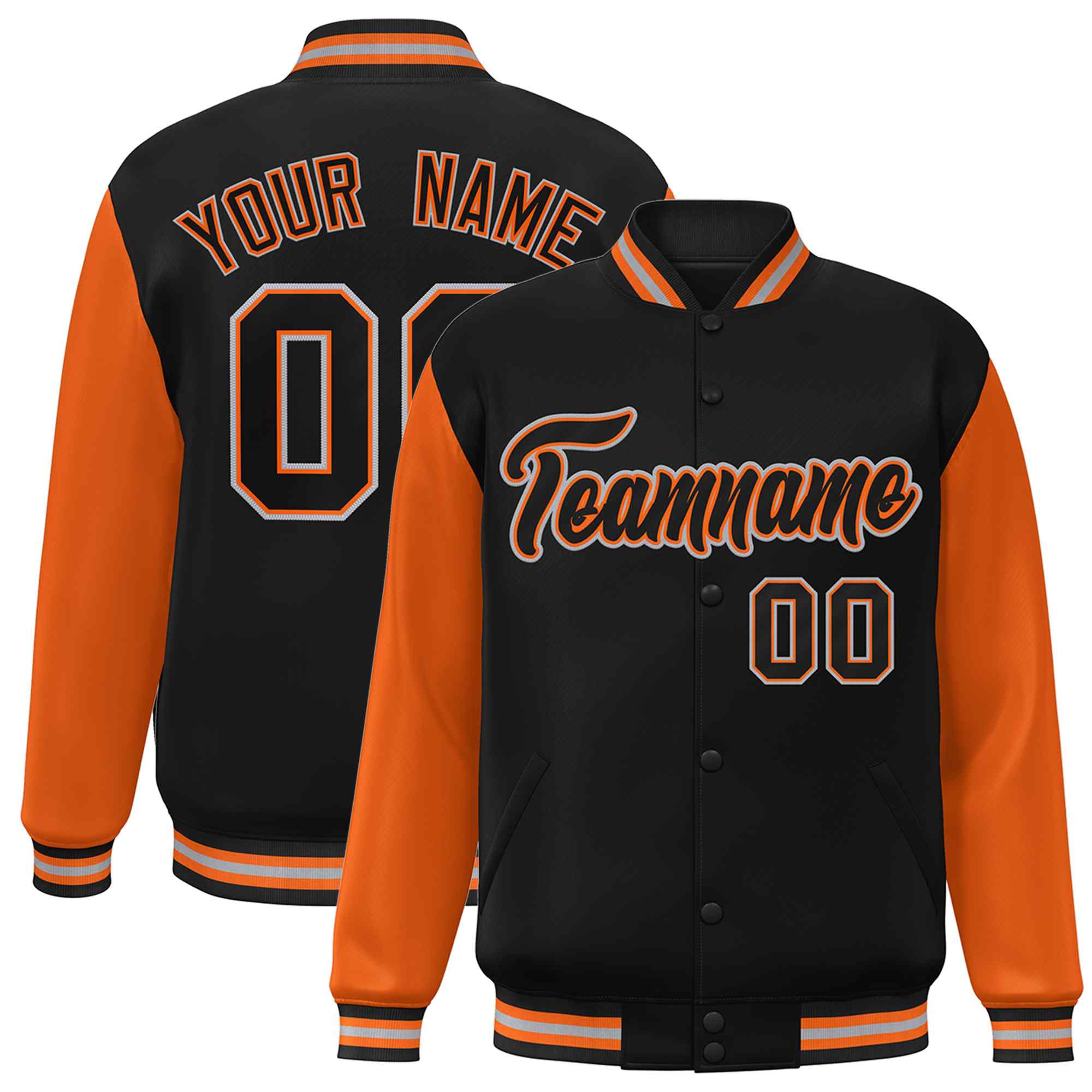 Custom Green White Raglan Sleeves Varsity Full-Snap Letterman Jacket | KXKSHOP