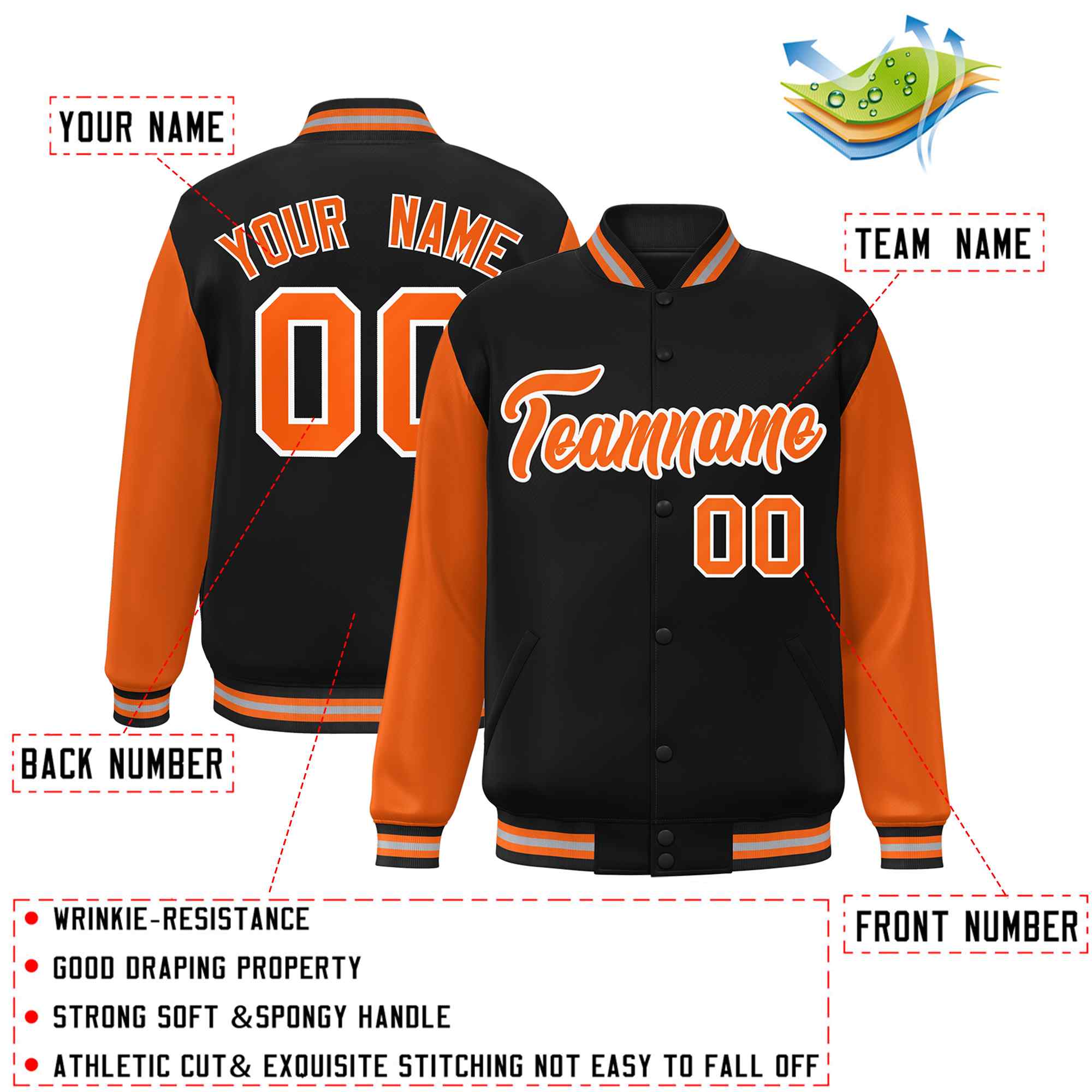 Custom Green White Raglan Sleeves Varsity Full-Snap Letterman Jacket | KXKSHOP