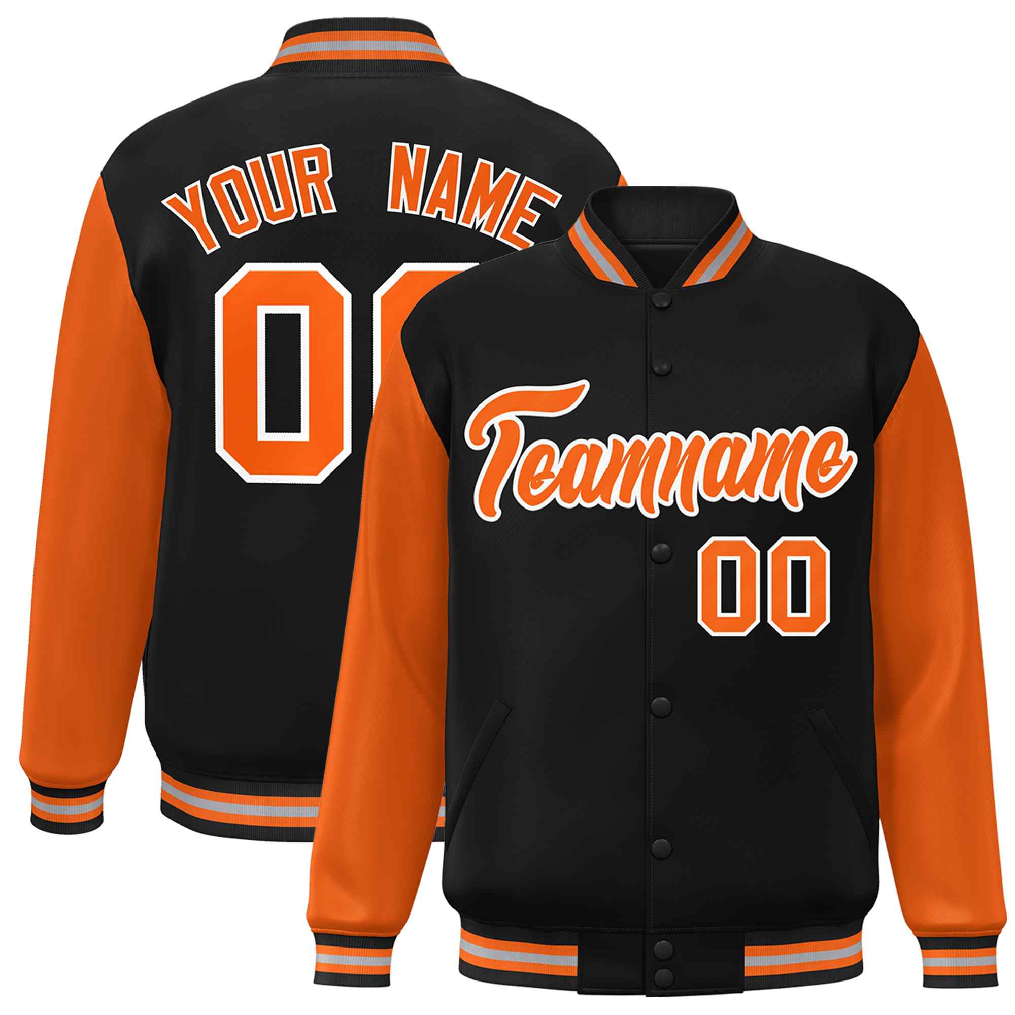 Custom Green White Raglan Sleeves Varsity Full-Snap Letterman Jacket | KXKSHOP