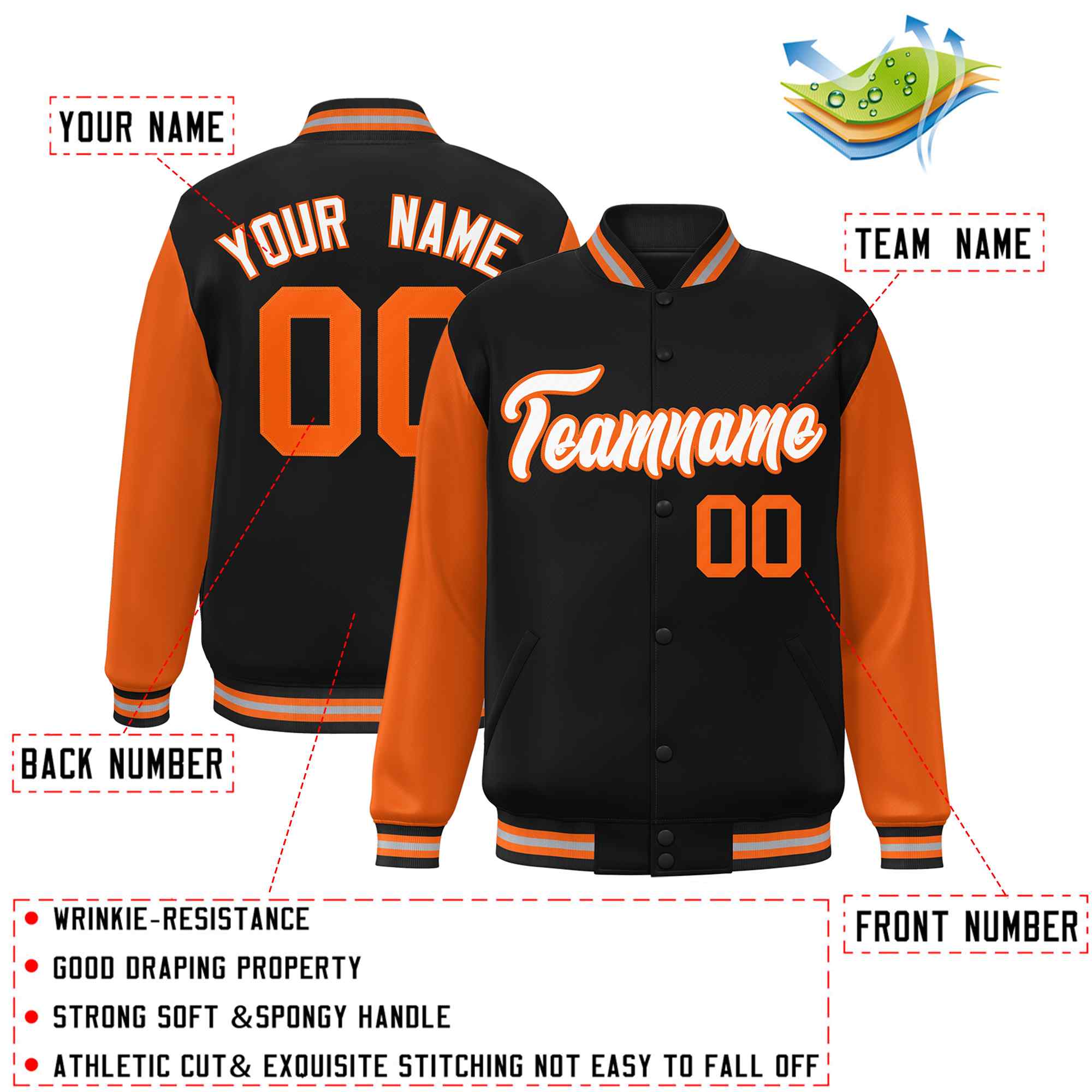 Custom Green White Raglan Sleeves Varsity Full-Snap Letterman Jacket | KXKSHOP