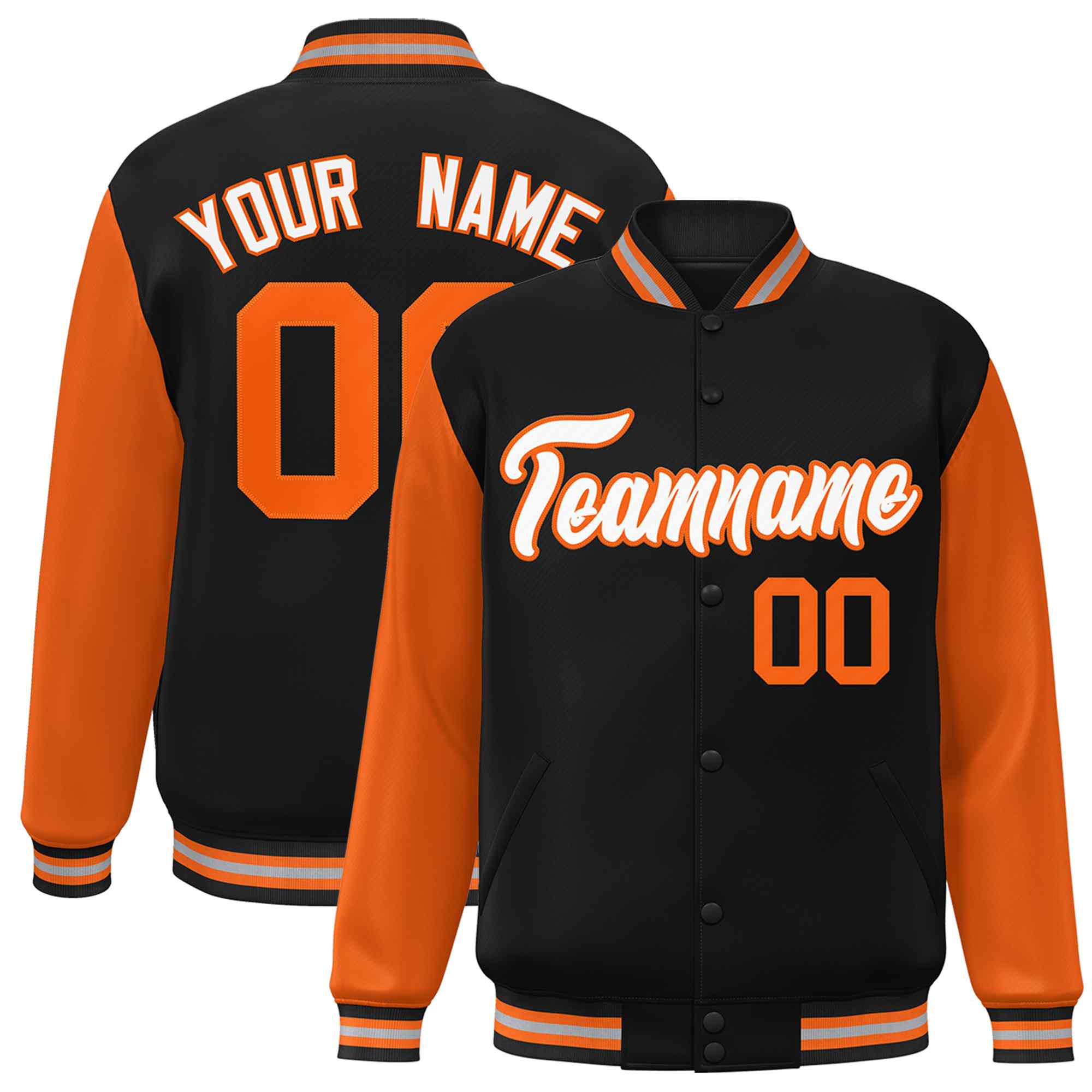 Custom Green White Raglan Sleeves Varsity Full-Snap Letterman Jacket | KXKSHOP