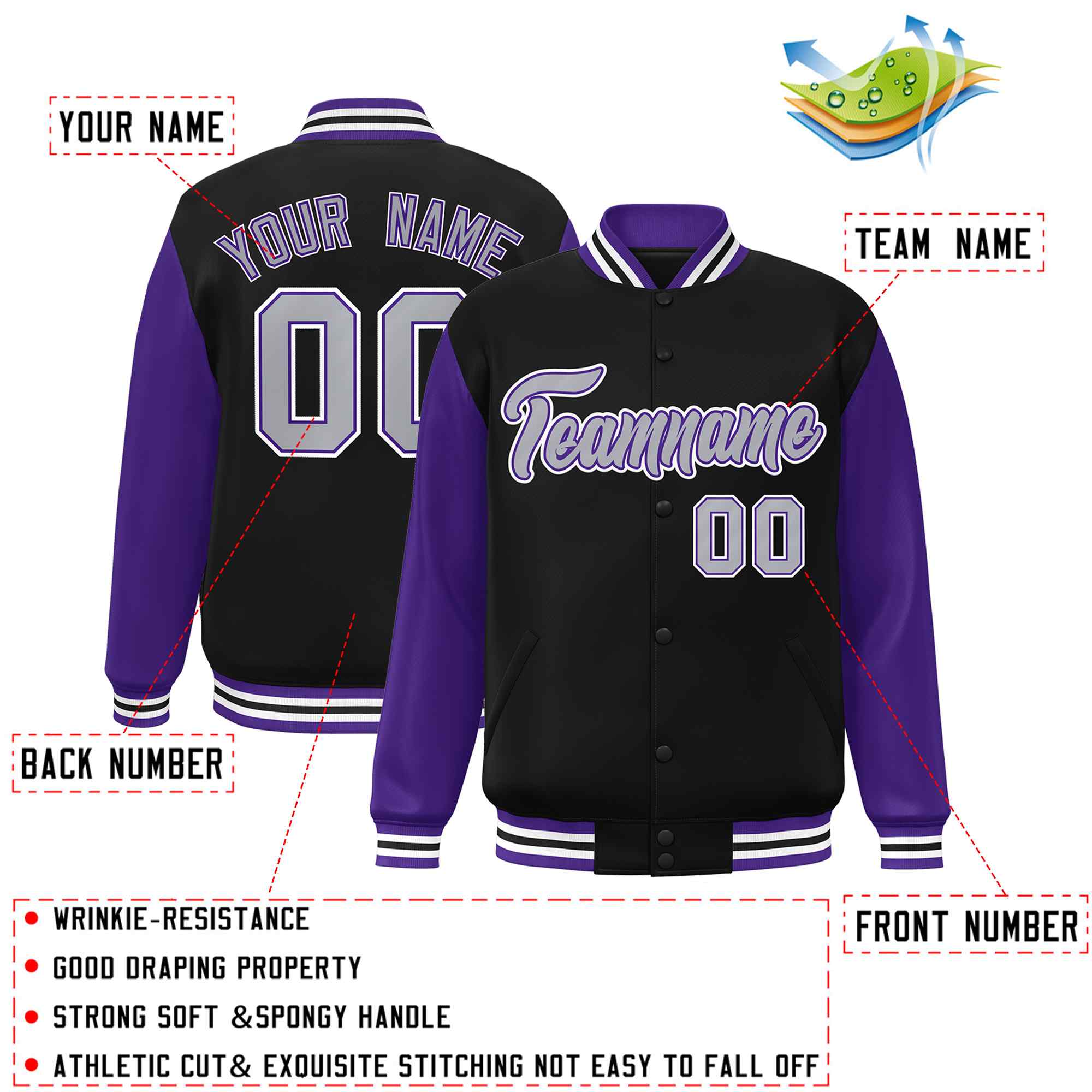 Custom Green White Raglan Sleeves Varsity Full-Snap Letterman Jacket | KXKSHOP