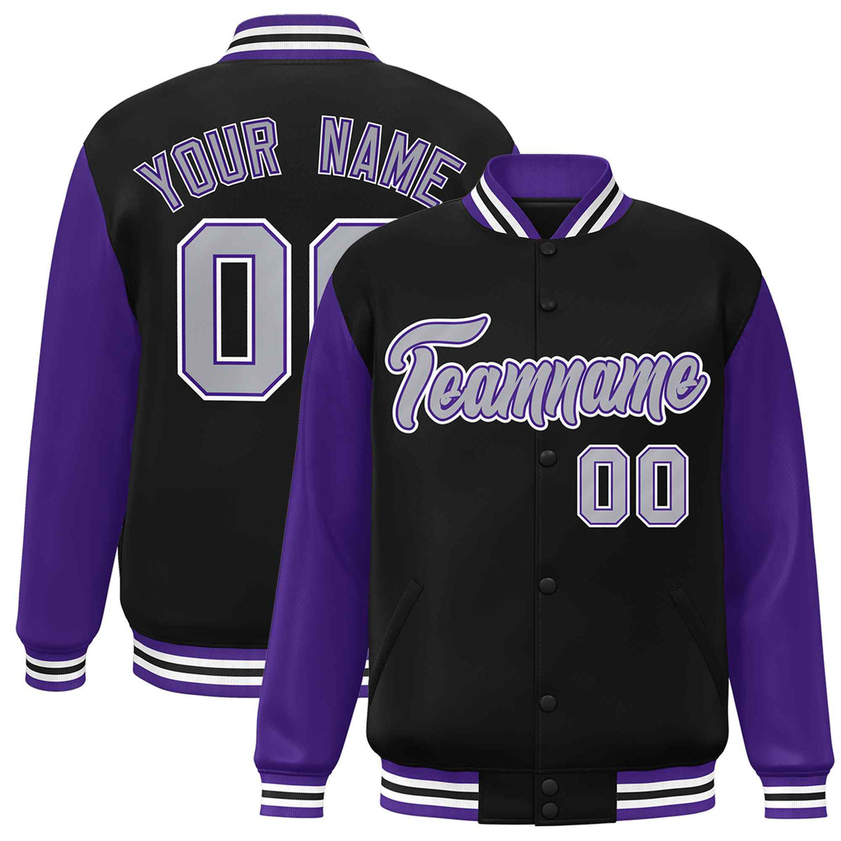 Custom Green White Raglan Sleeves Varsity Full-Snap Letterman Jacket | KXKSHOP