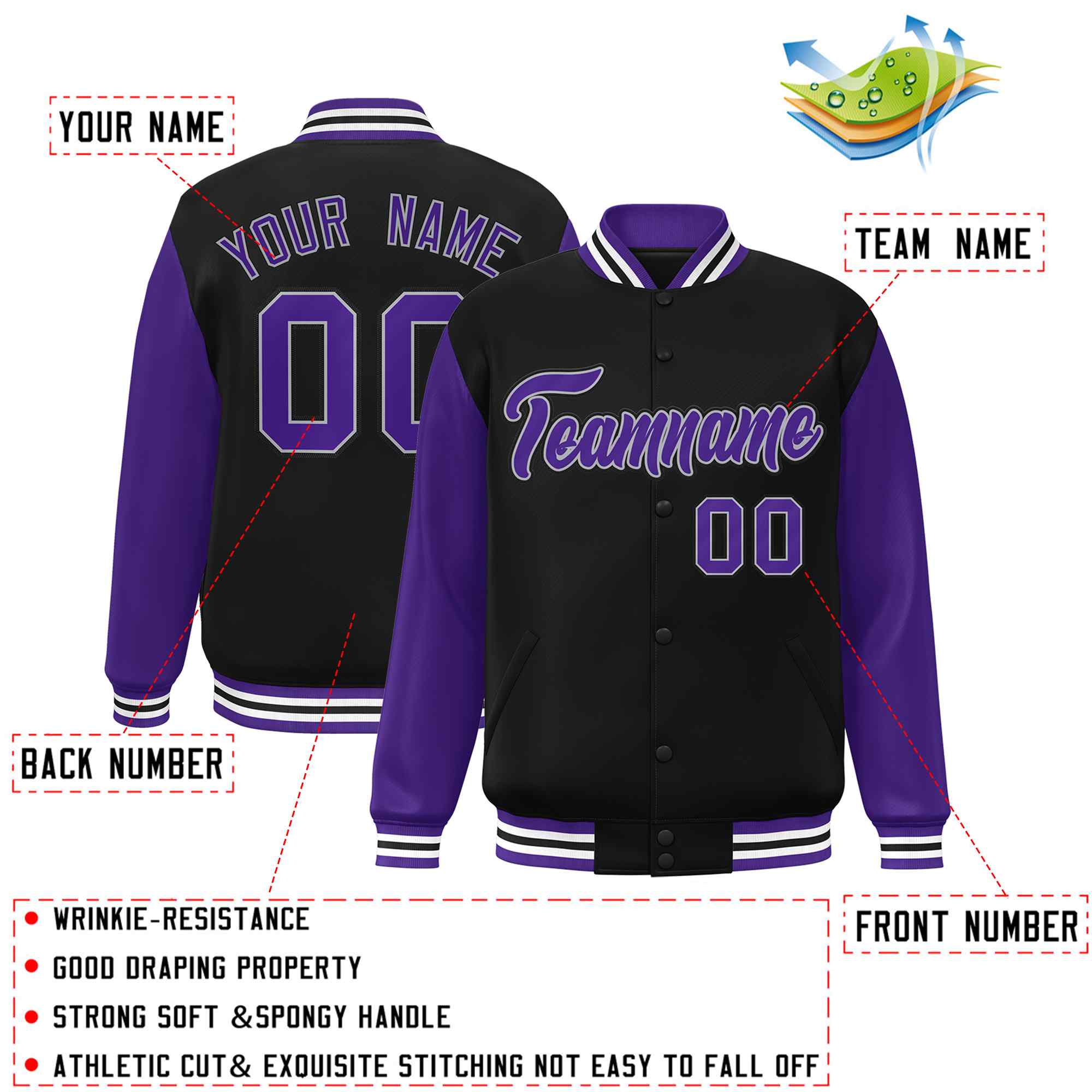 Custom Green White Raglan Sleeves Varsity Full-Snap Letterman Jacket | KXKSHOP
