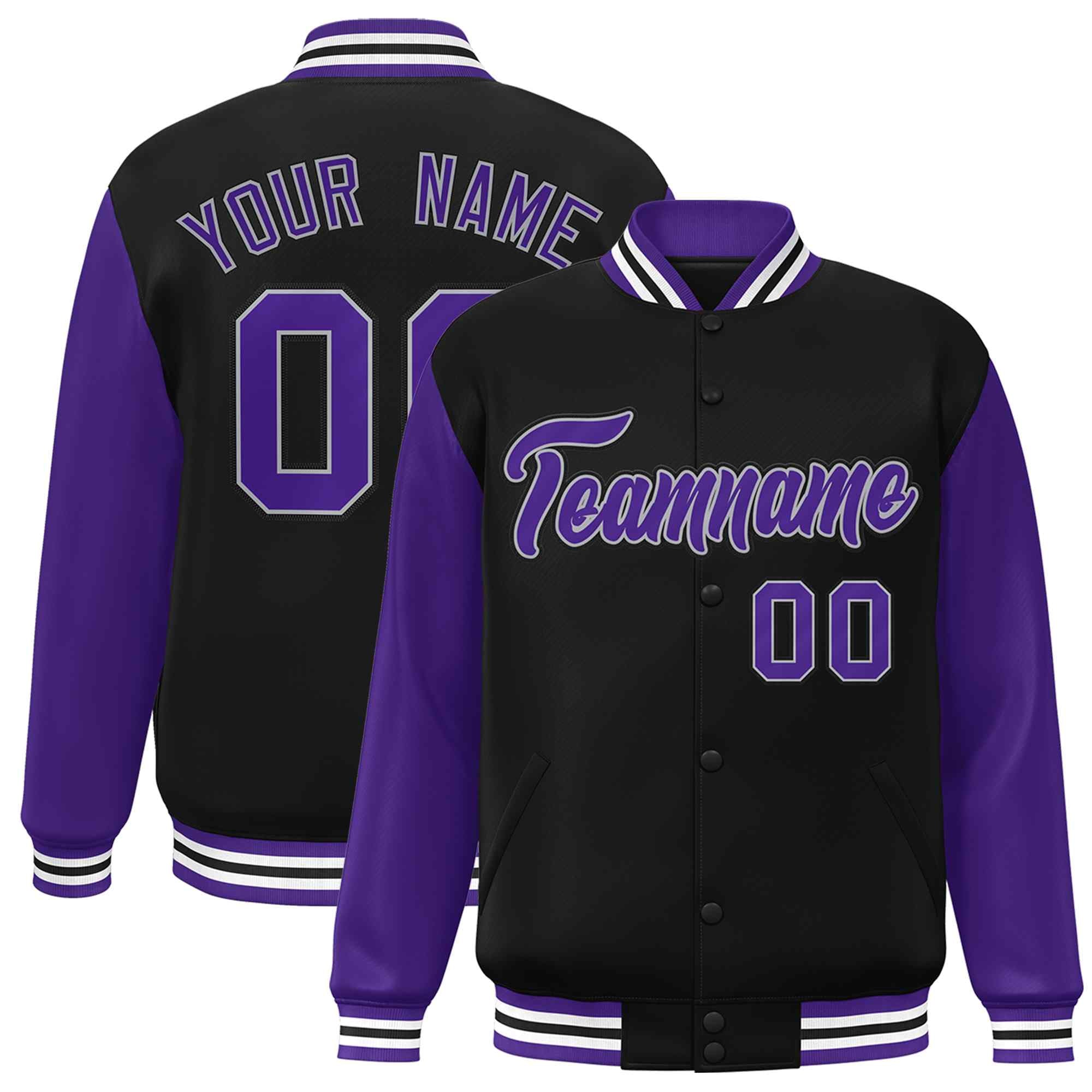 Custom Green White Raglan Sleeves Varsity Full-Snap Letterman Jacket | KXKSHOP