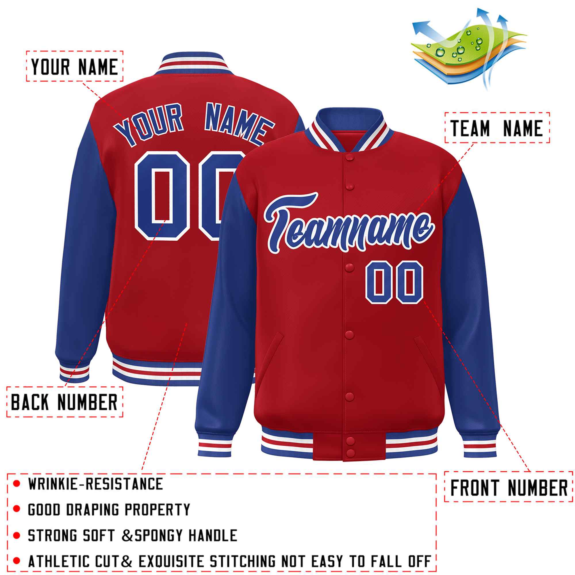 Custom Green White Raglan Sleeves Varsity Full-Snap Letterman Jacket | KXKSHOP