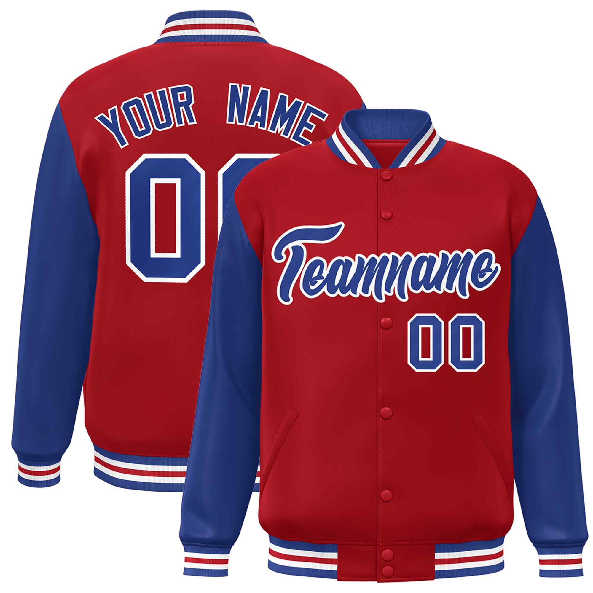 Custom Green White Raglan Sleeves Varsity Full-Snap Letterman Jacket | KXKSHOP
