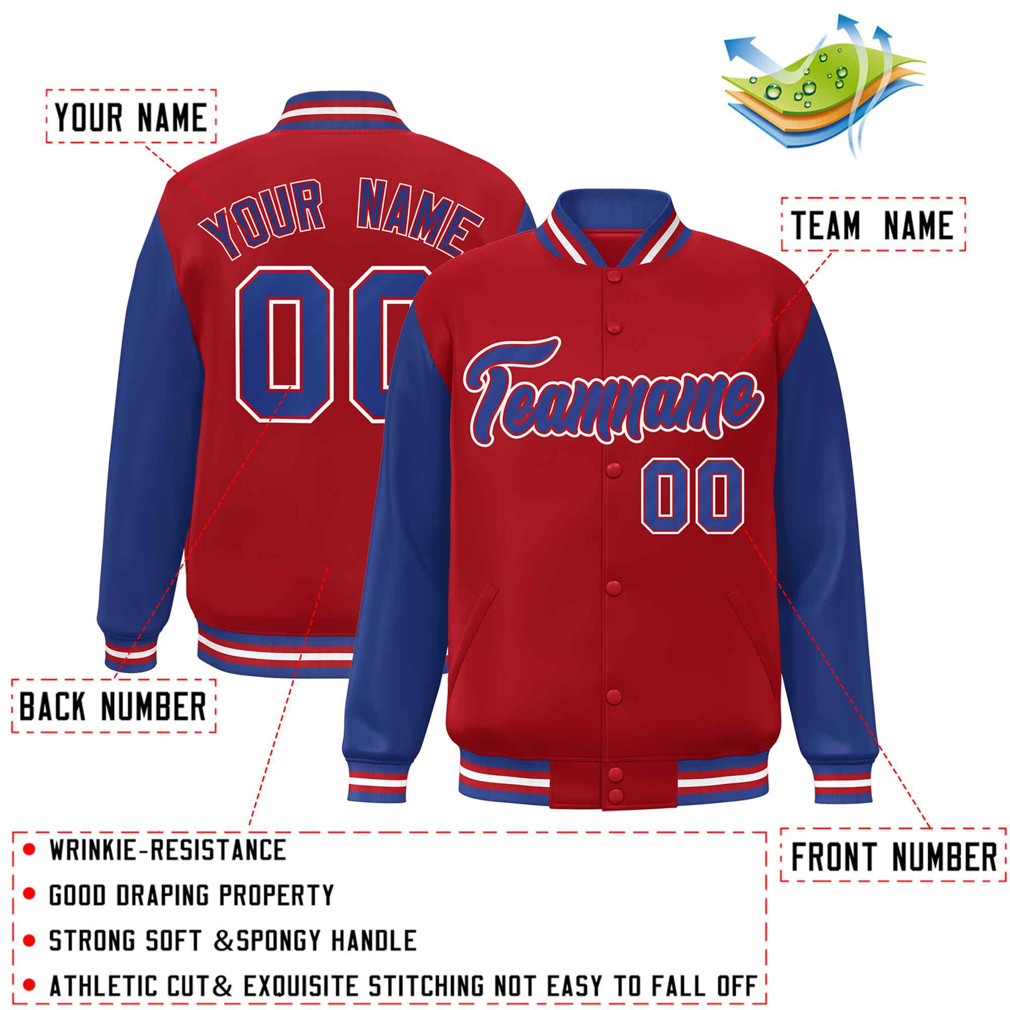 Custom Green White Raglan Sleeves Varsity Full-Snap Letterman Jacket | KXKSHOP