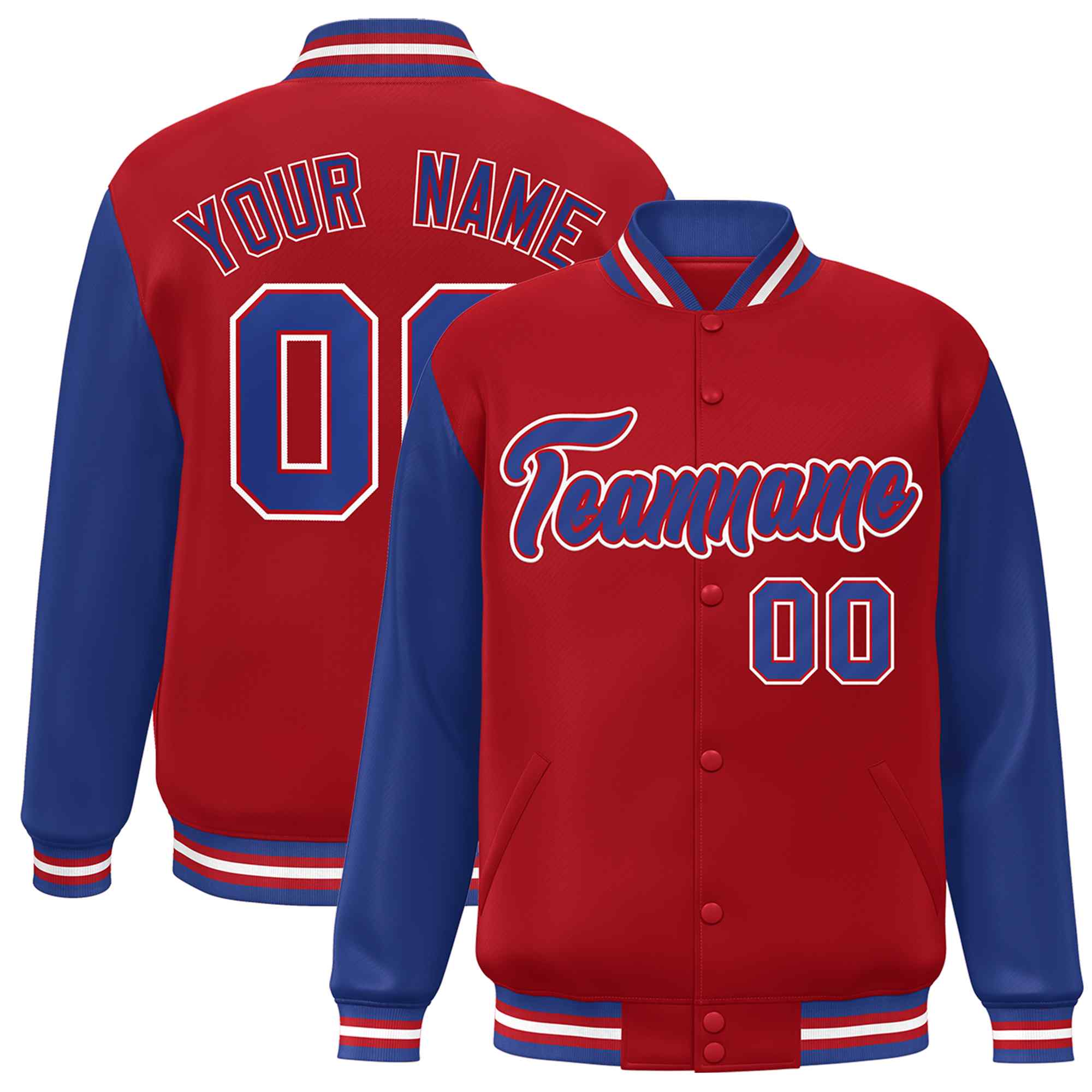 Custom Green White Raglan Sleeves Varsity Full-Snap Letterman Jacket | KXKSHOP