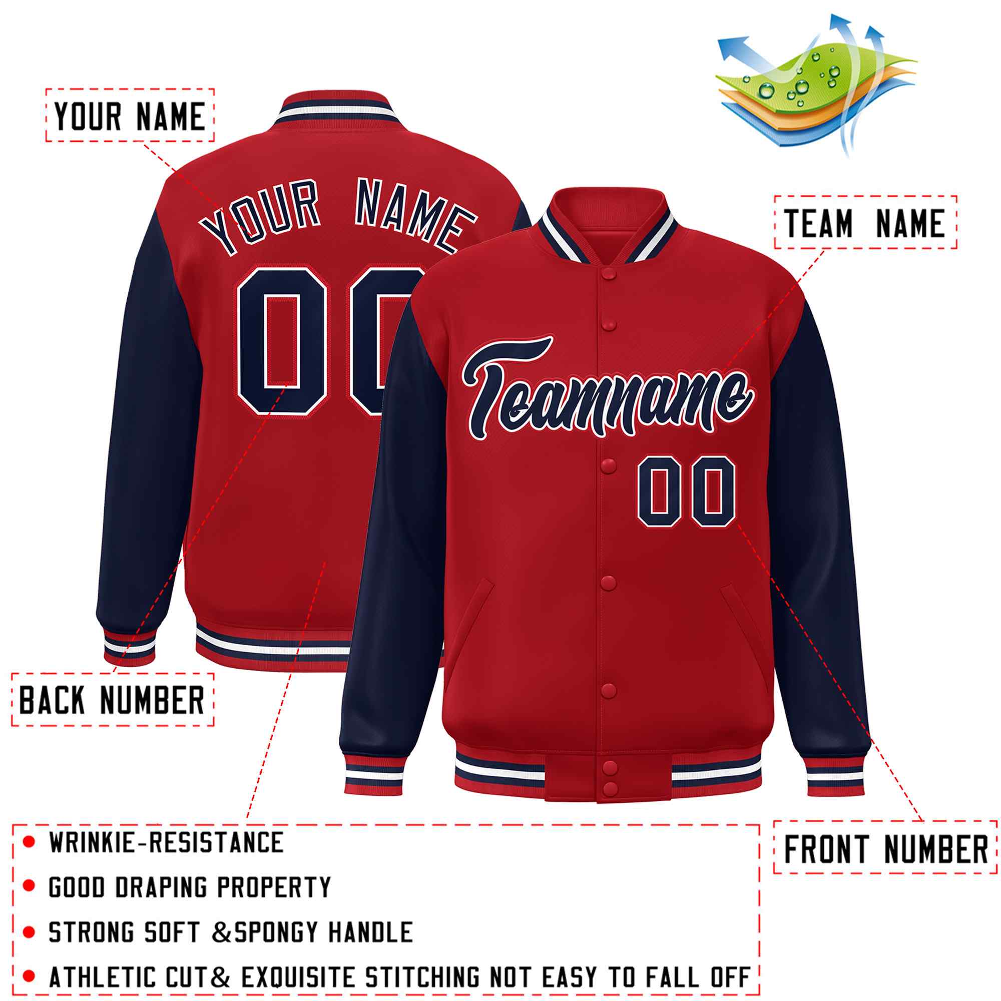 Custom Green White Raglan Sleeves Varsity Full-Snap Letterman Jacket | KXKSHOP