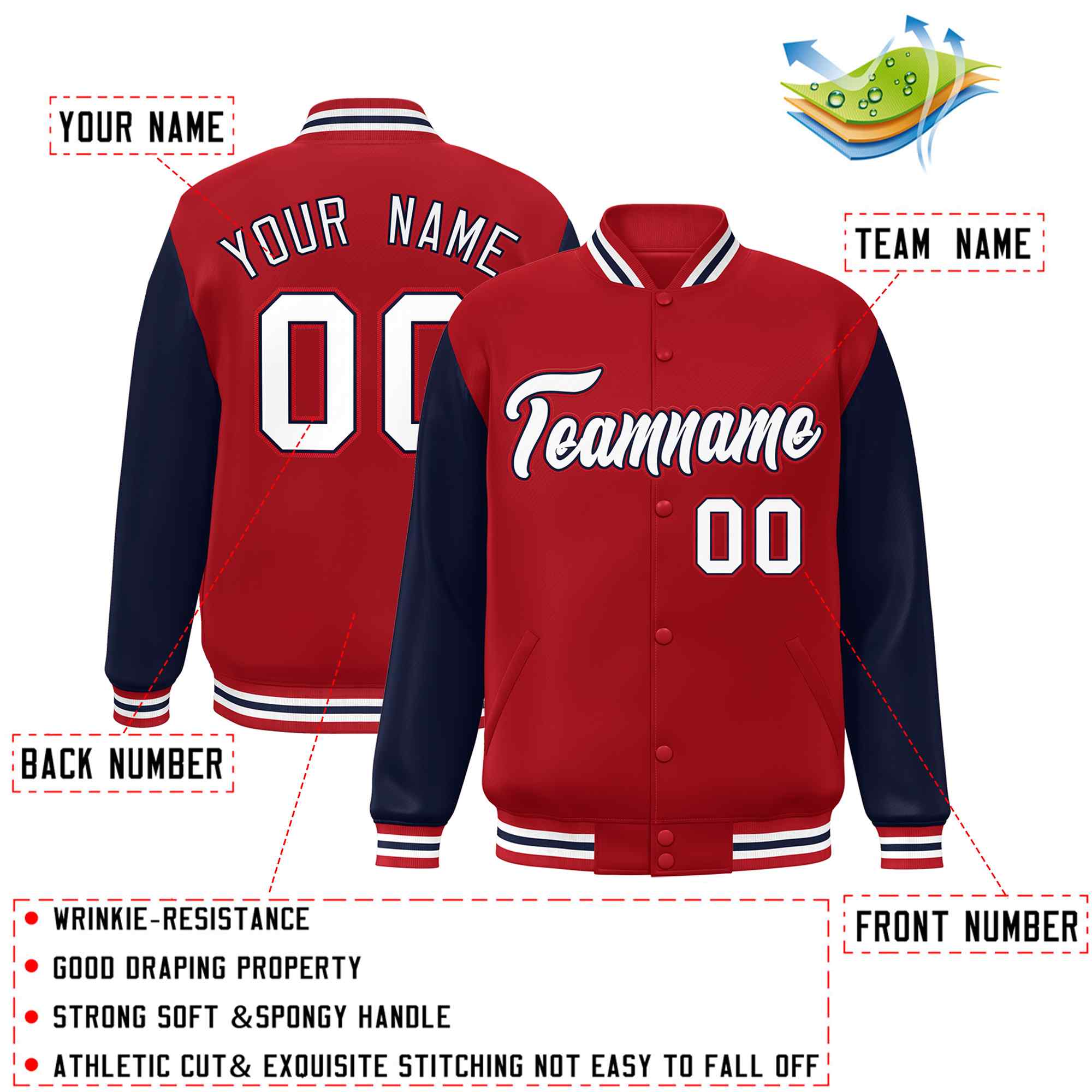 Custom Green White Raglan Sleeves Varsity Full-Snap Letterman Jacket | KXKSHOP