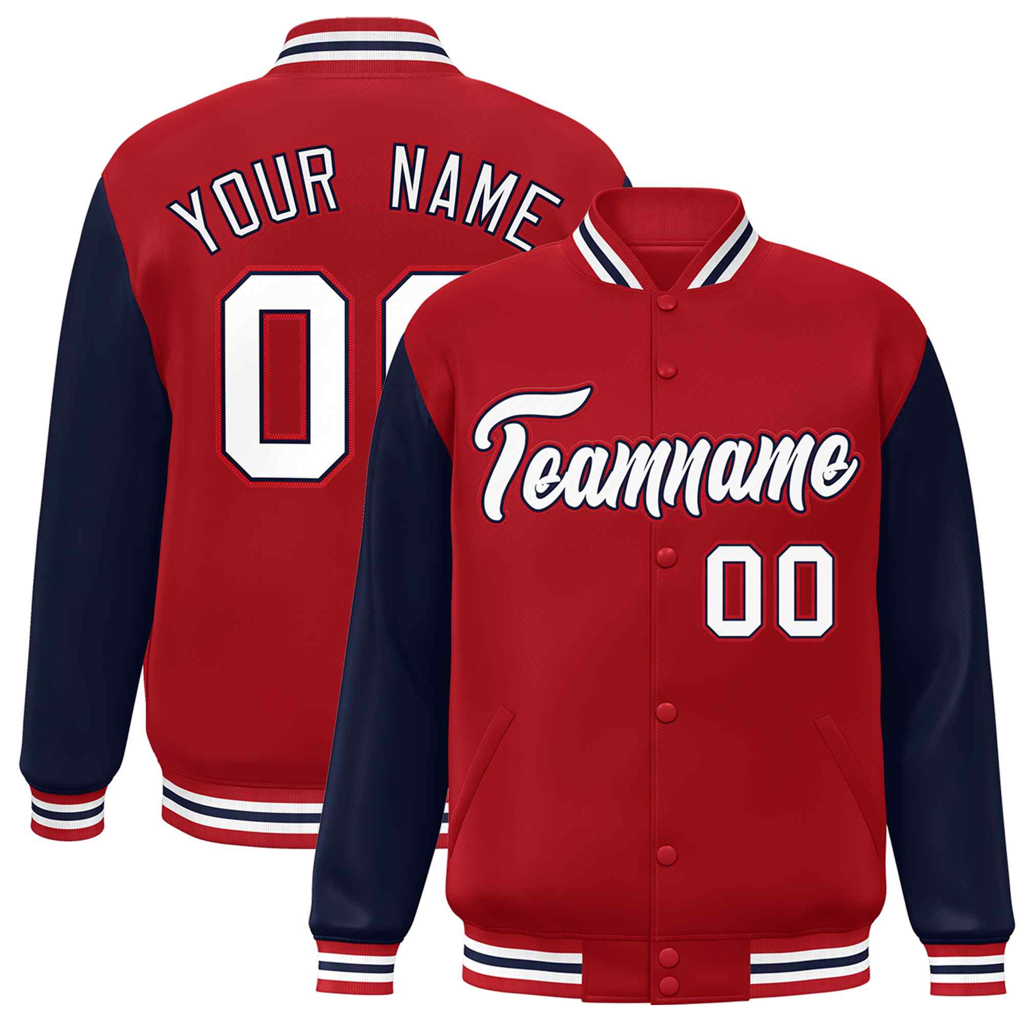 Custom Green White Raglan Sleeves Varsity Full-Snap Letterman Jacket | KXKSHOP