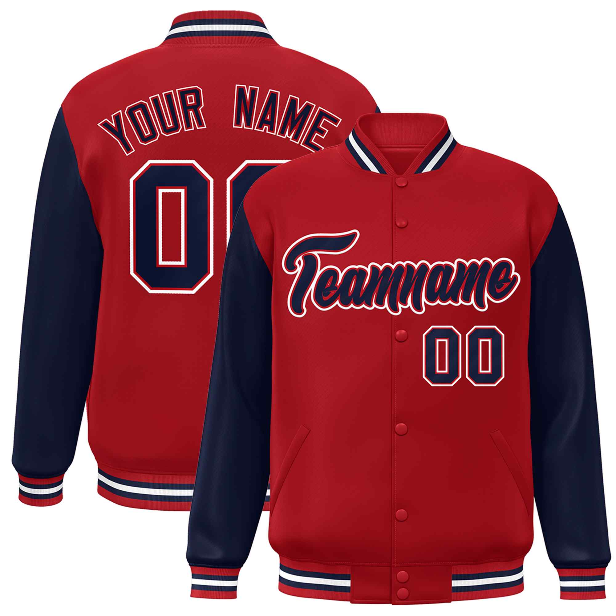Custom Green White Raglan Sleeves Varsity Full-Snap Letterman Jacket | KXKSHOP