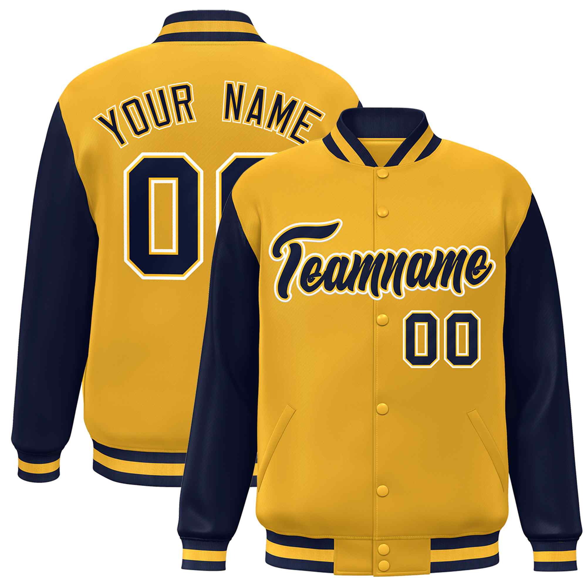 Custom Green White Raglan Sleeves Varsity Full-Snap Letterman Jacket | KXKSHOP