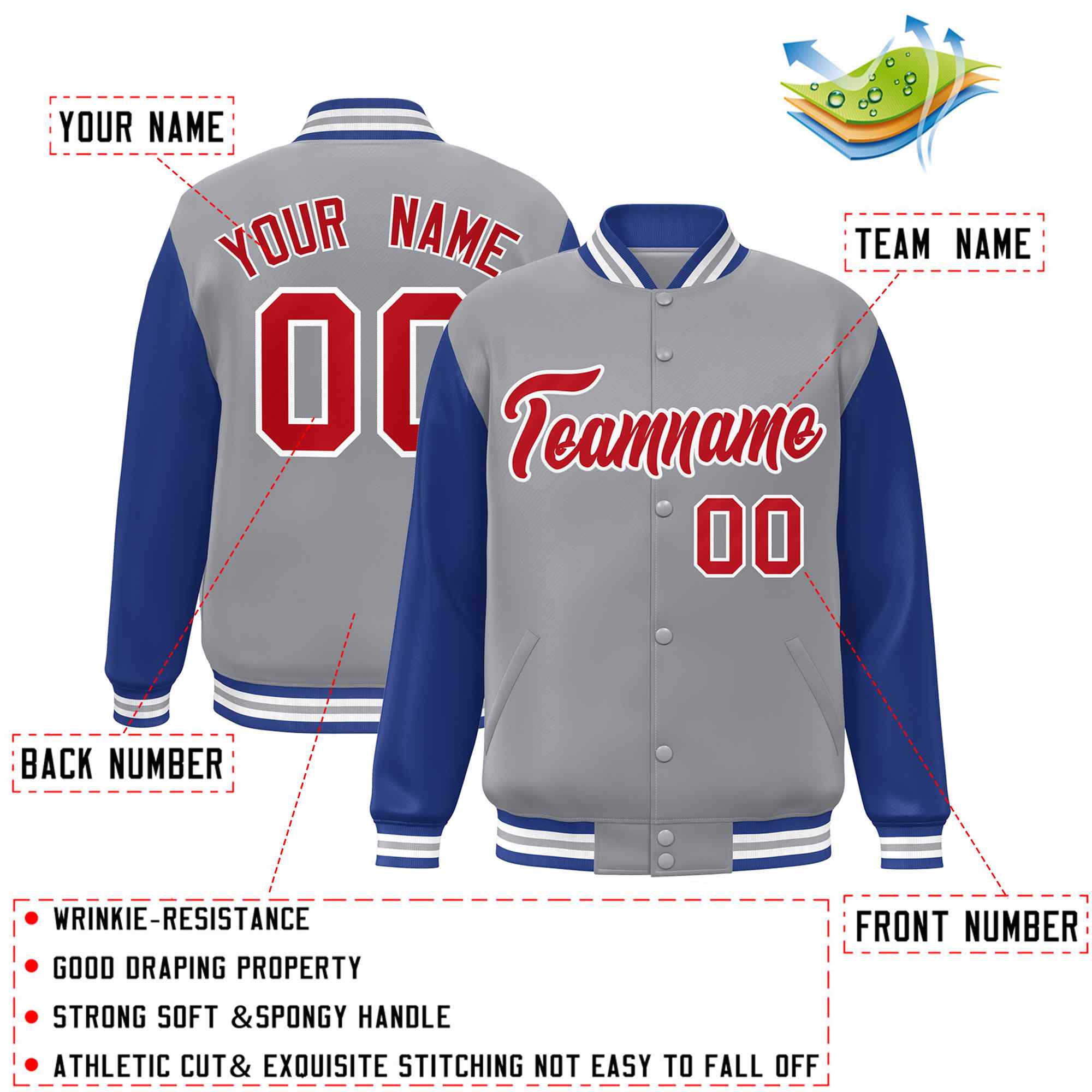 Custom Green White Raglan Sleeves Varsity Full-Snap Letterman Jacket | KXKSHOP