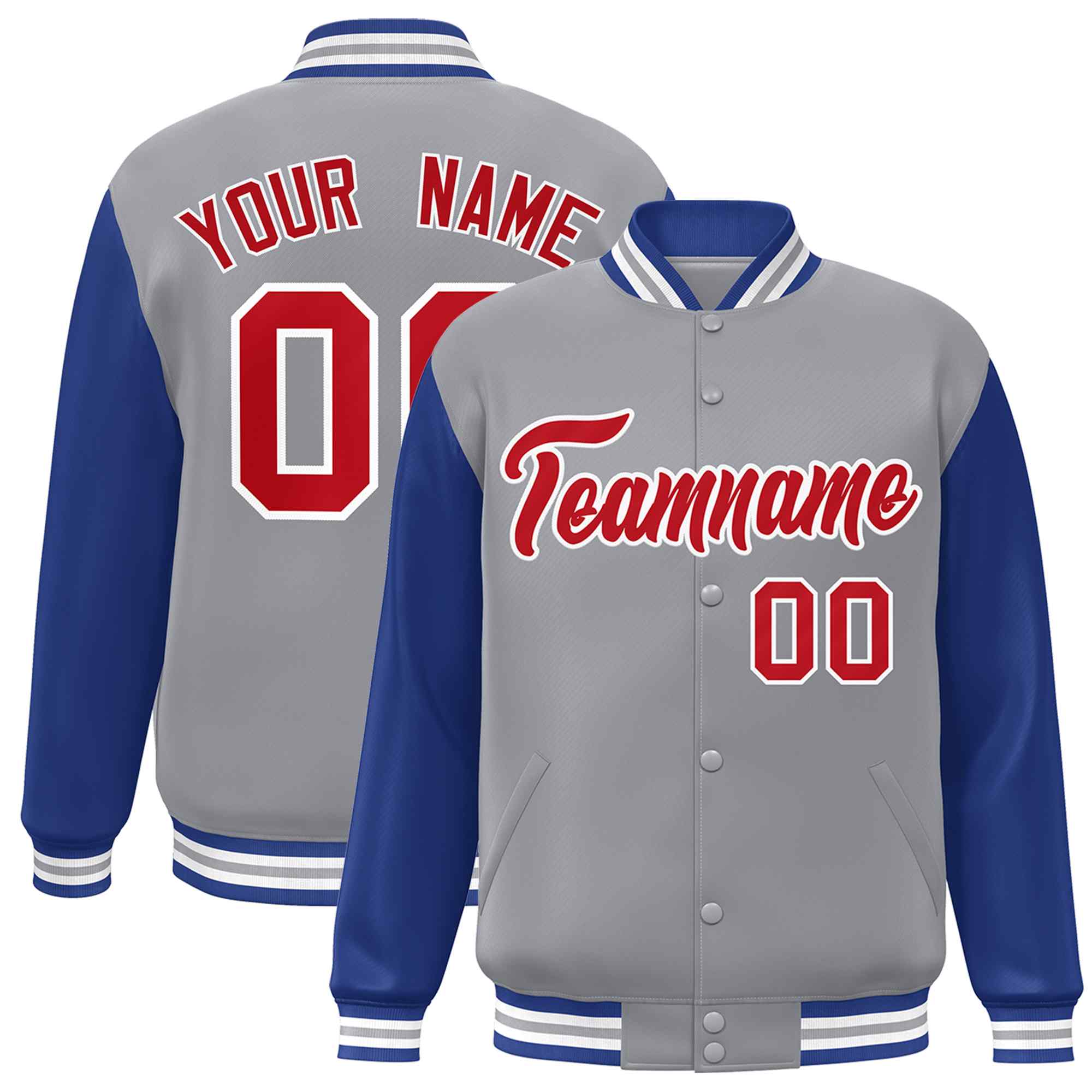 Custom Green White Raglan Sleeves Varsity Full-Snap Letterman Jacket | KXKSHOP