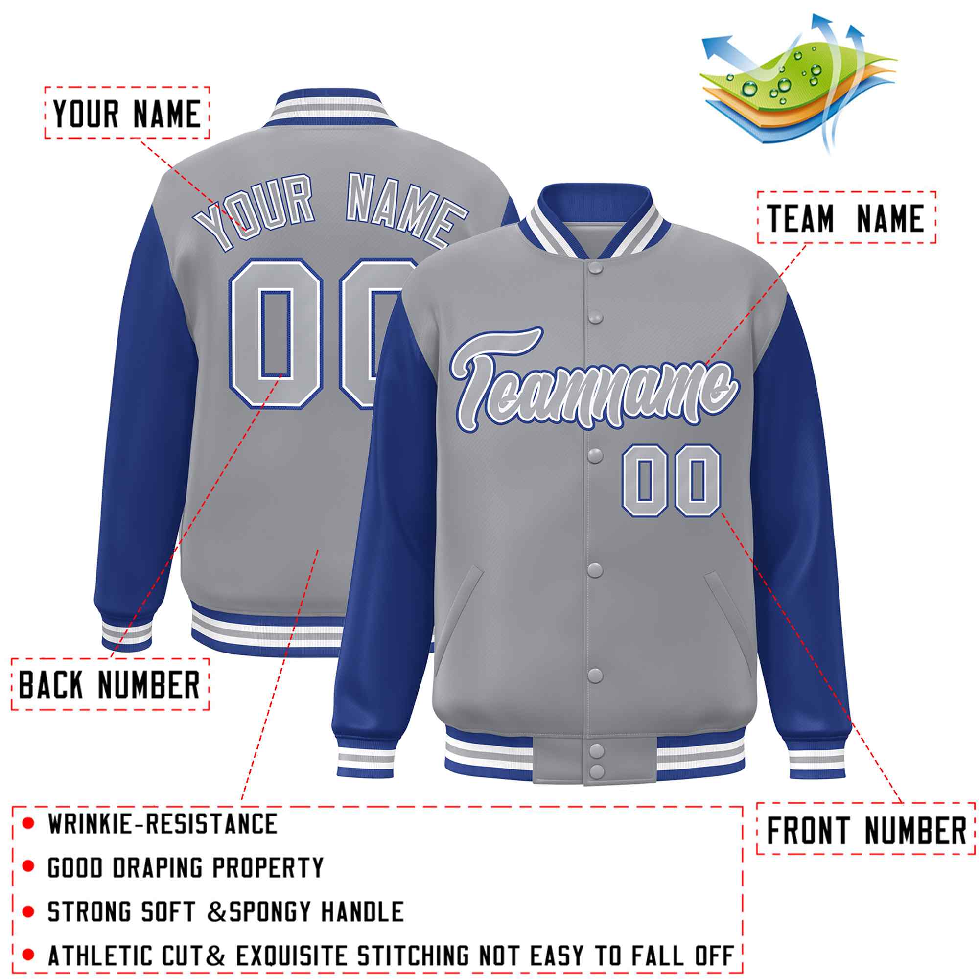 Custom Green White Raglan Sleeves Varsity Full-Snap Letterman Jacket | KXKSHOP