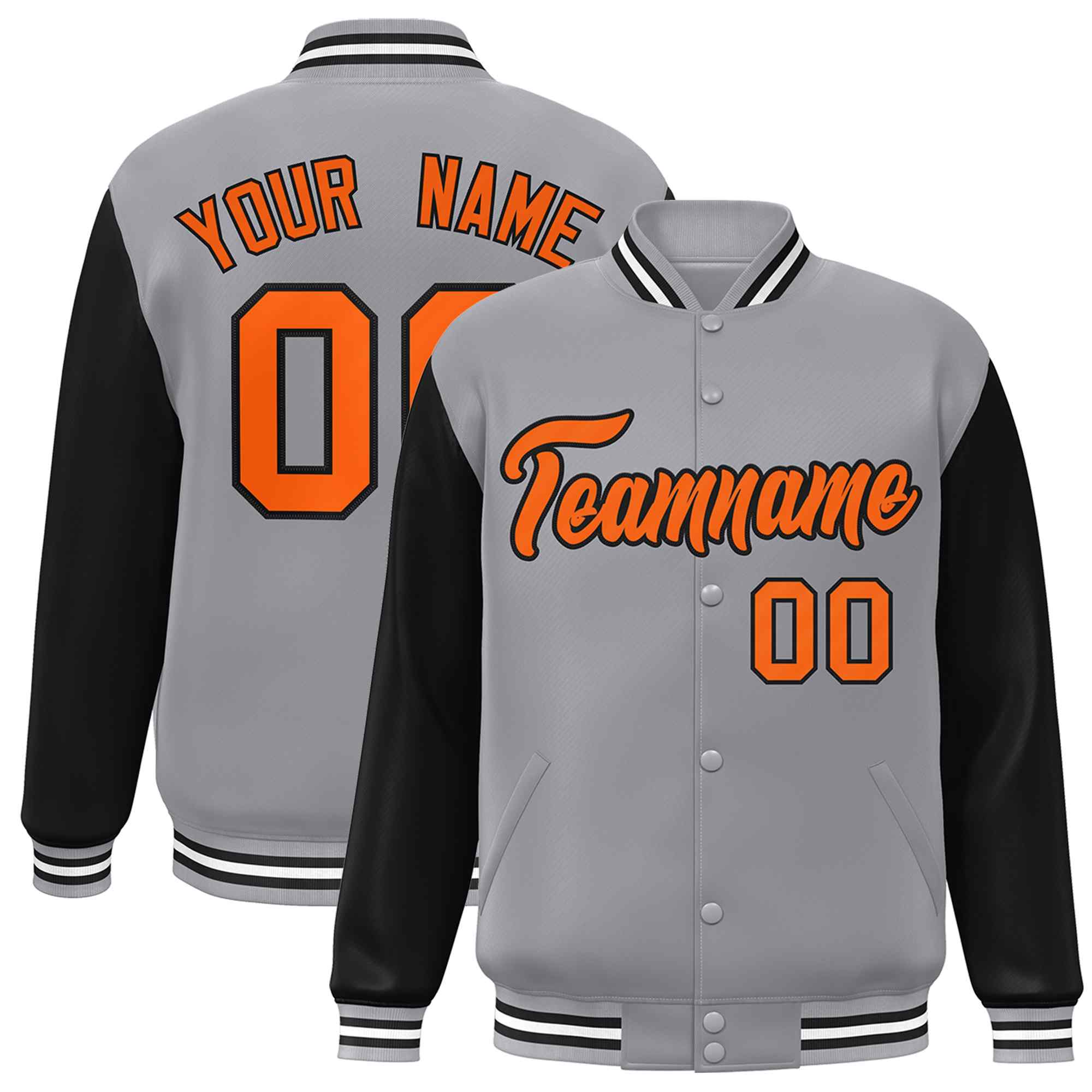 Custom Green White Raglan Sleeves Varsity Full-Snap Letterman Jacket | KXKSHOP