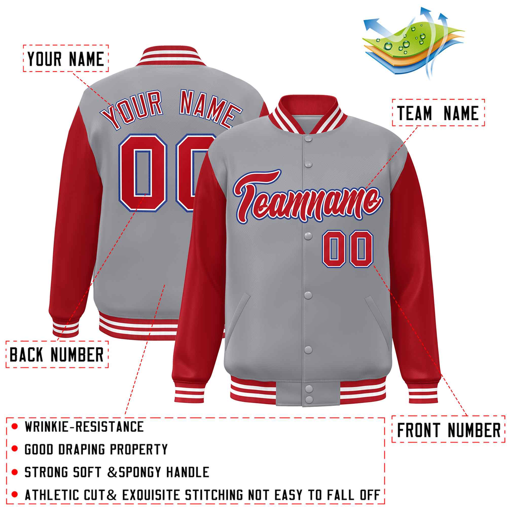 Custom Green White Raglan Sleeves Varsity Full-Snap Letterman Jacket | KXKSHOP