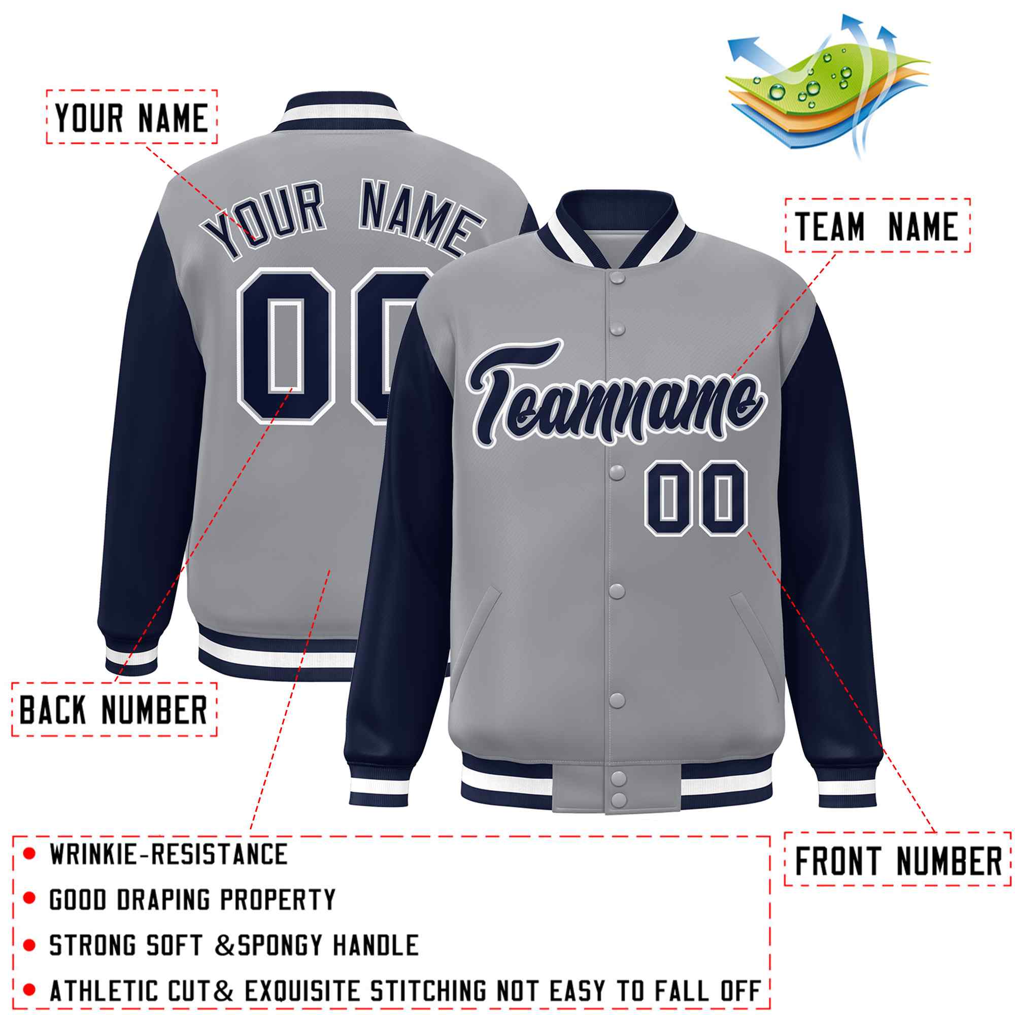 Custom Green White Raglan Sleeves Varsity Full-Snap Letterman Jacket | KXKSHOP