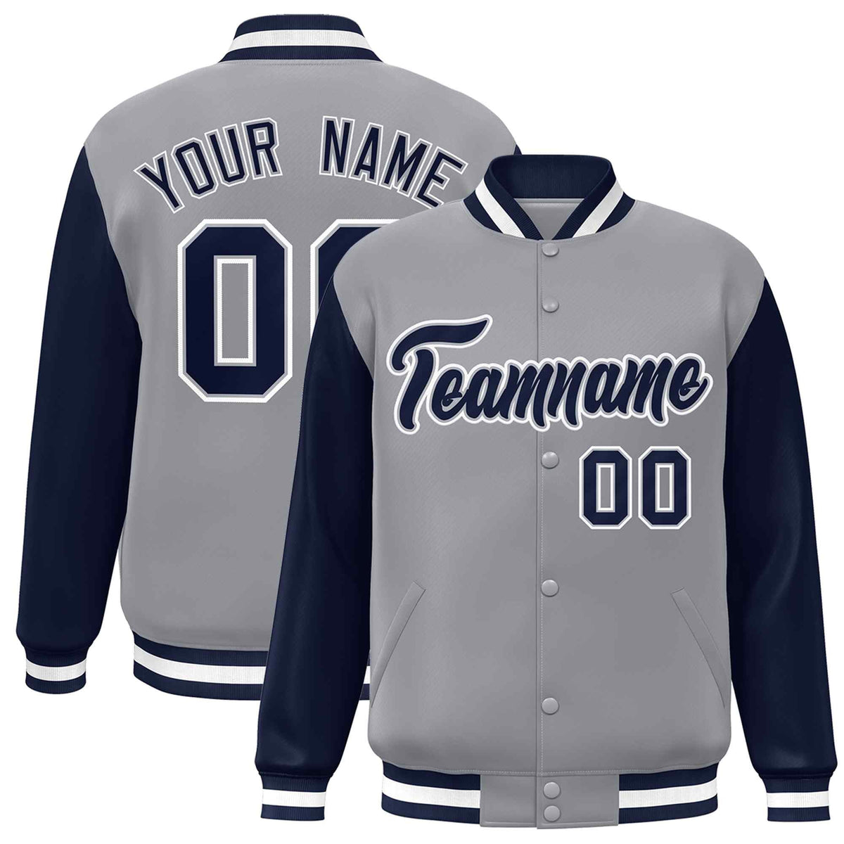 Custom Green White Raglan Sleeves Varsity Full-Snap Letterman Jacket | KXKSHOP