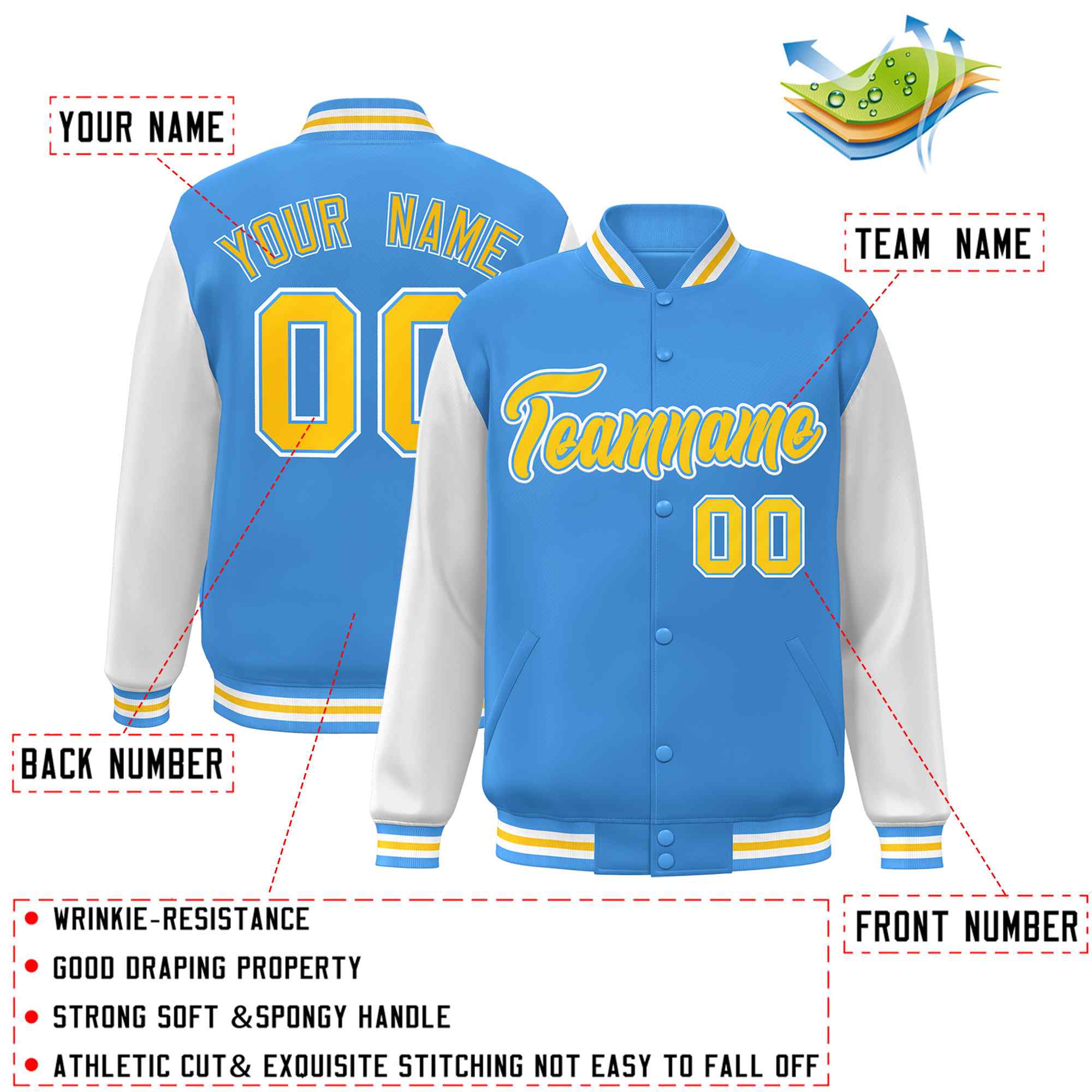 Custom Green White Raglan Sleeves Varsity Full-Snap Letterman Jacket | KXKSHOP