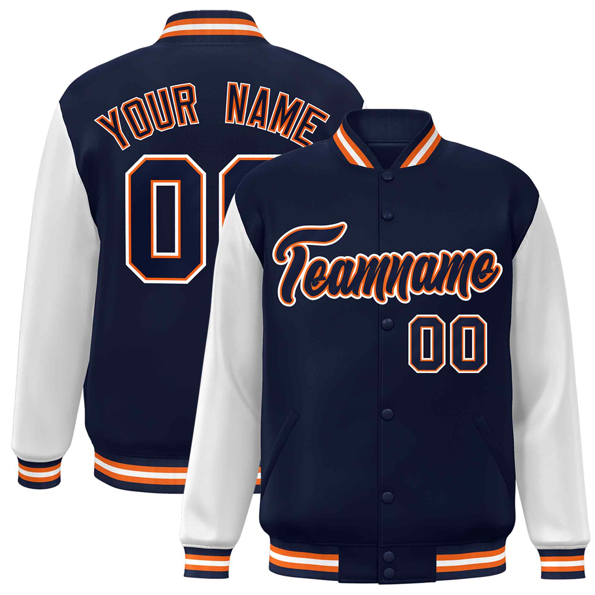 Custom Green White Raglan Sleeves Varsity Full-Snap Letterman Jacket | KXKSHOP