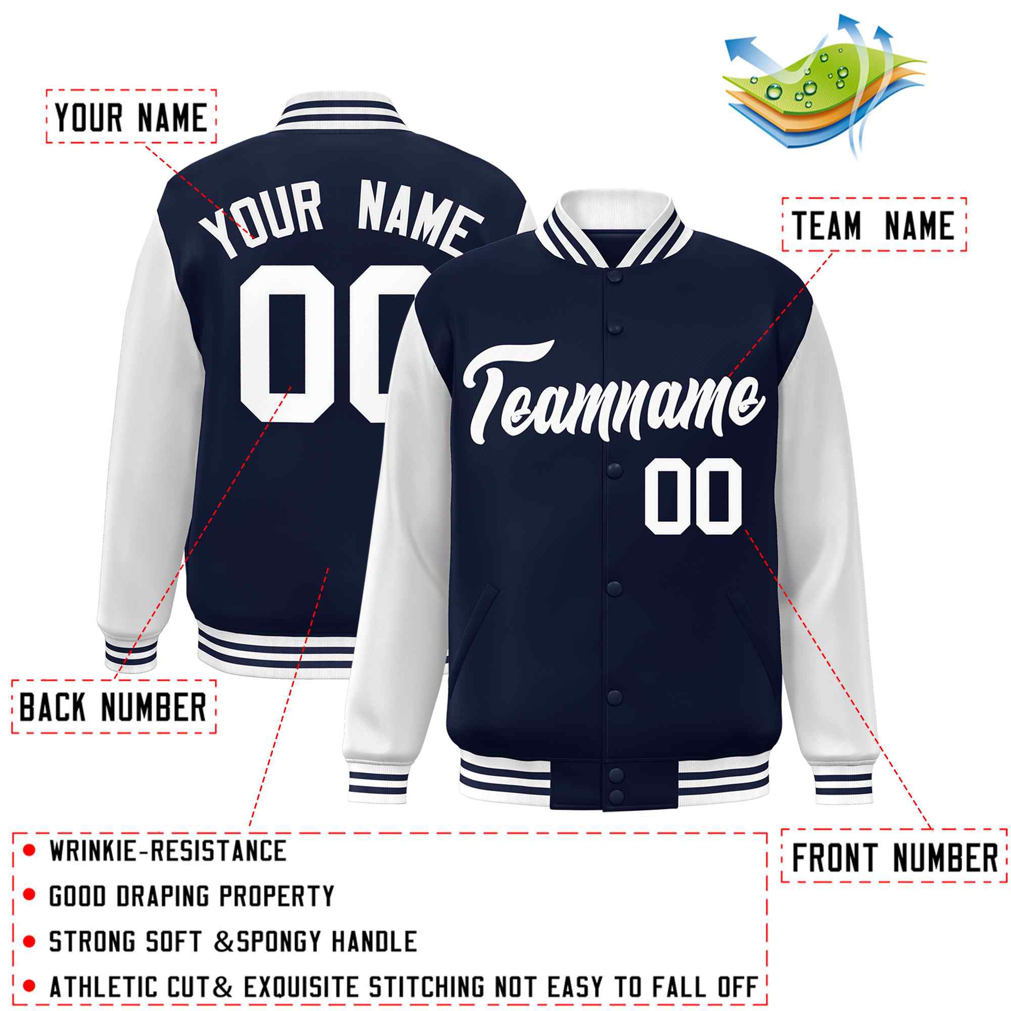 Custom Green White Raglan Sleeves Varsity Full-Snap Letterman Jacket | KXKSHOP