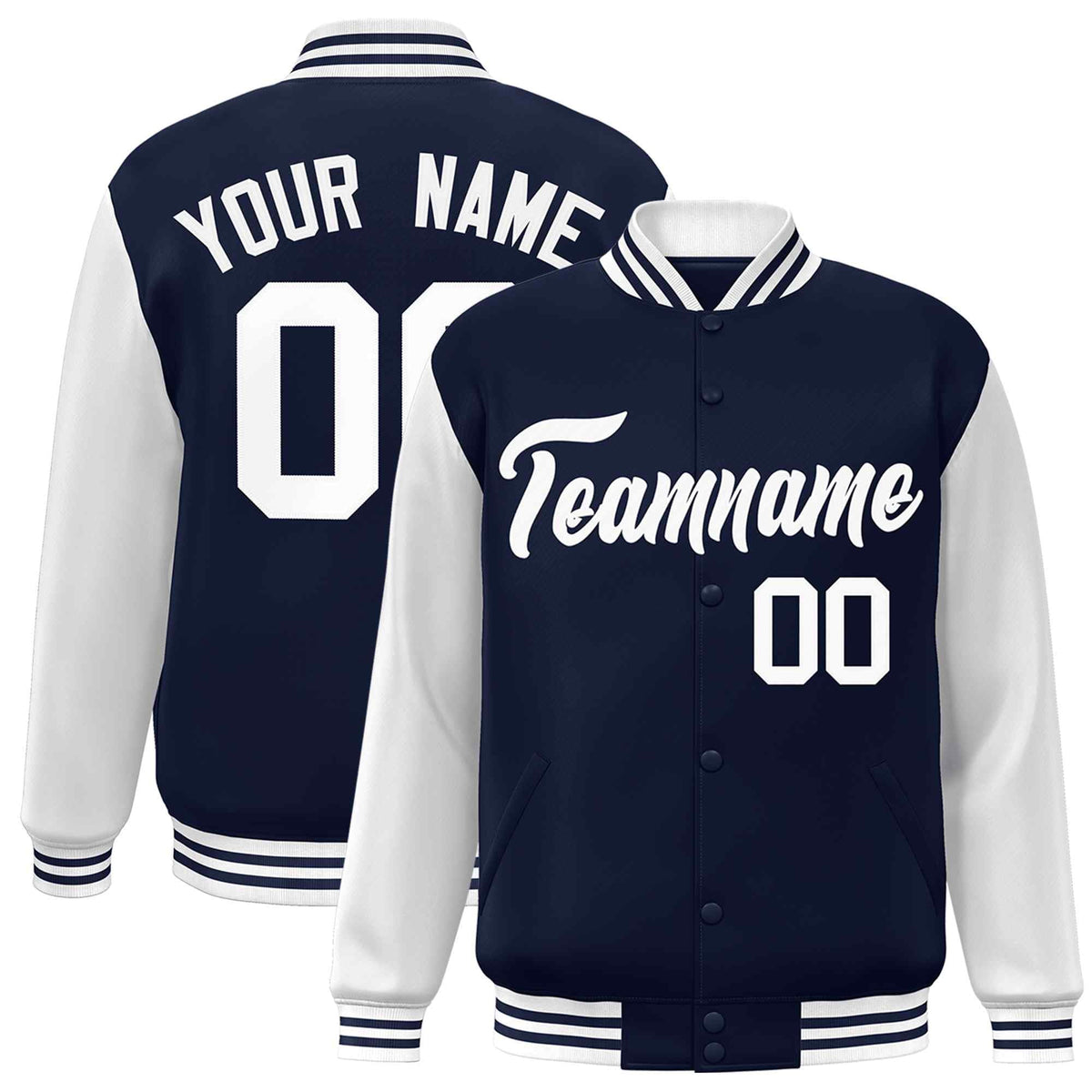 Custom Green White Raglan Sleeves Varsity Full-Snap Letterman Jacket | KXKSHOP