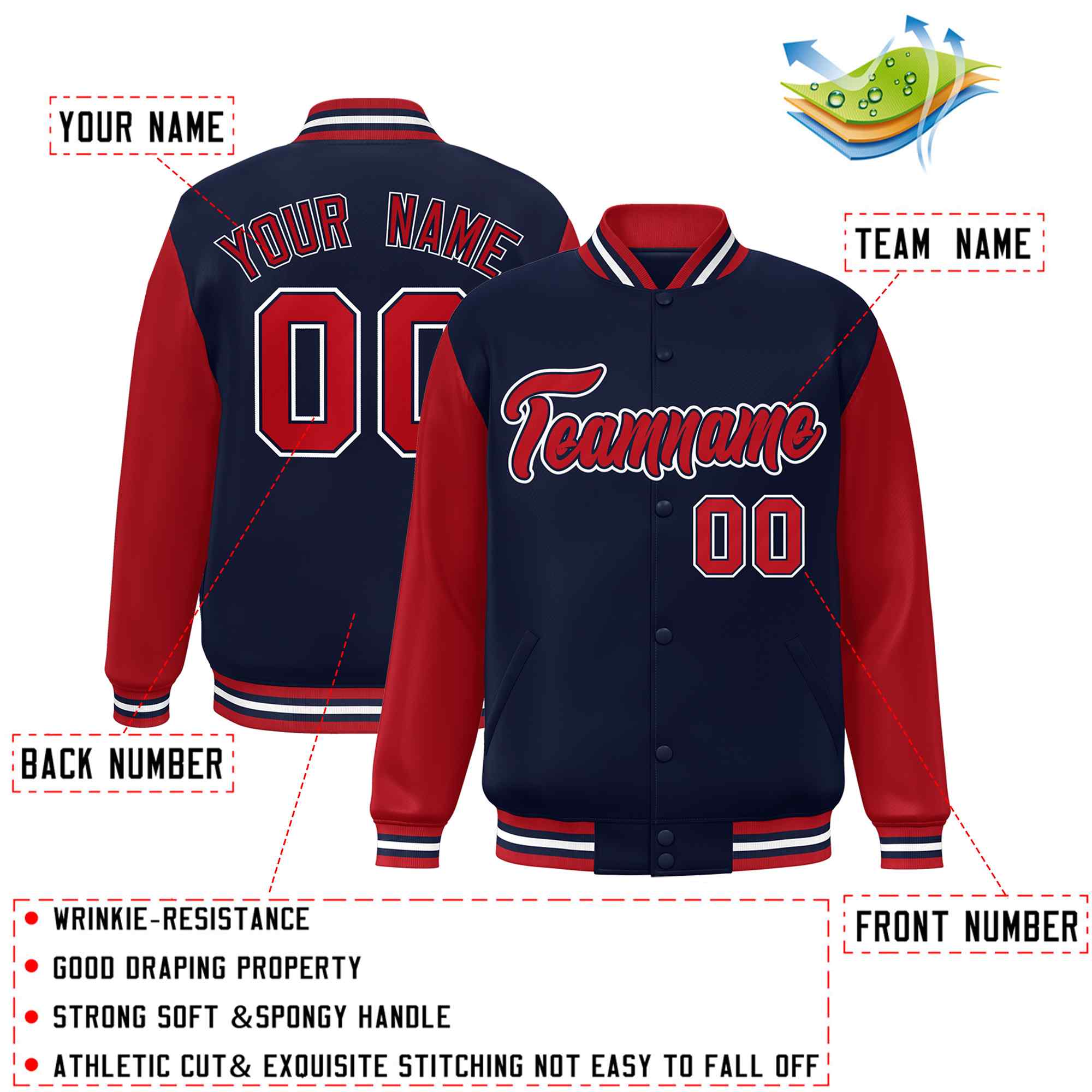 Custom Green White Raglan Sleeves Varsity Full-Snap Letterman Jacket | KXKSHOP