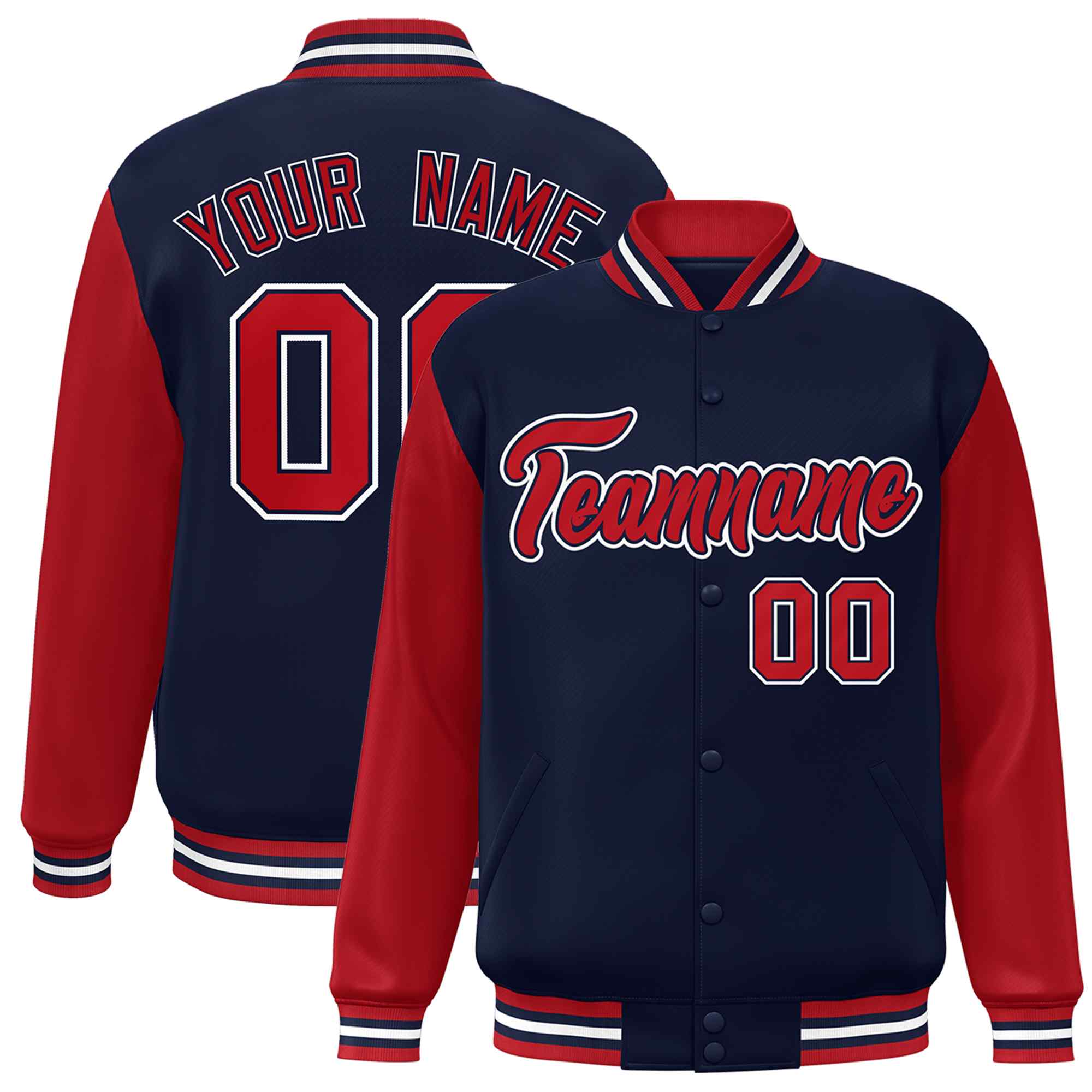 Custom Green White Raglan Sleeves Varsity Full-Snap Letterman Jacket | KXKSHOP