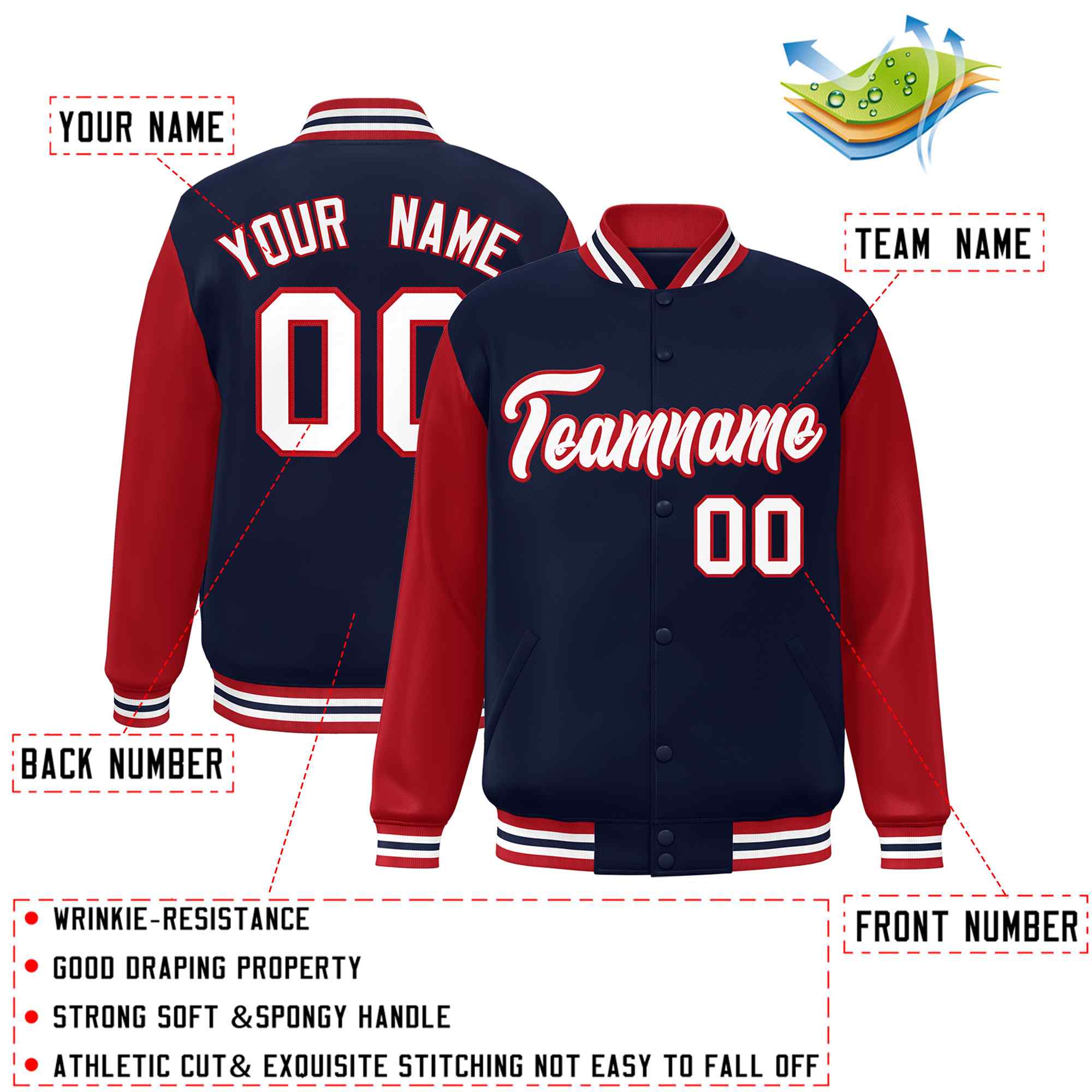 Custom Green White Raglan Sleeves Varsity Full-Snap Letterman Jacket | KXKSHOP