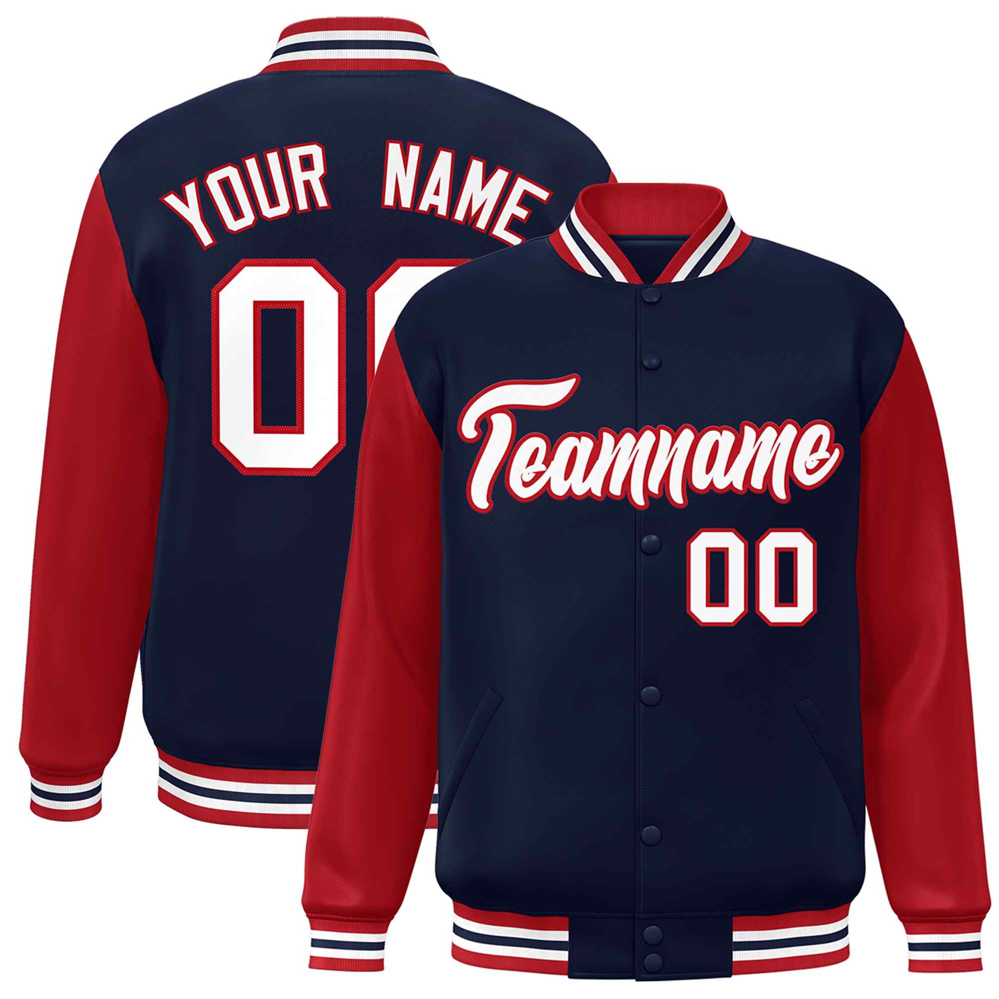 Custom Green White Raglan Sleeves Varsity Full-Snap Letterman Jacket | KXKSHOP