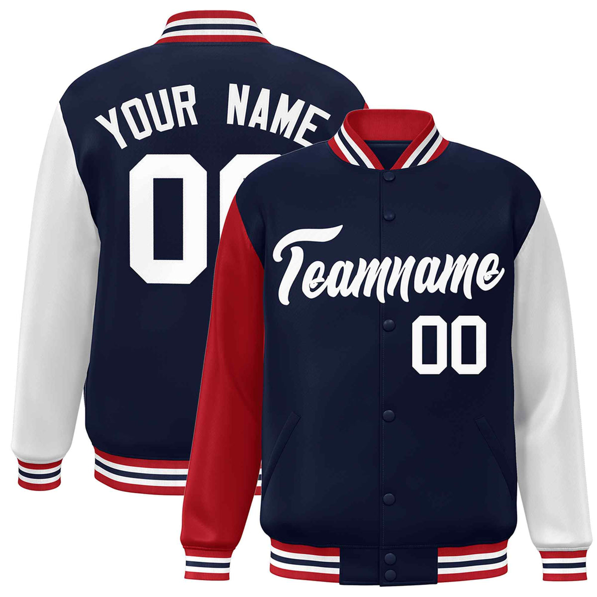 Custom Green White Raglan Sleeves Varsity Full-Snap Letterman Jacket | KXKSHOP