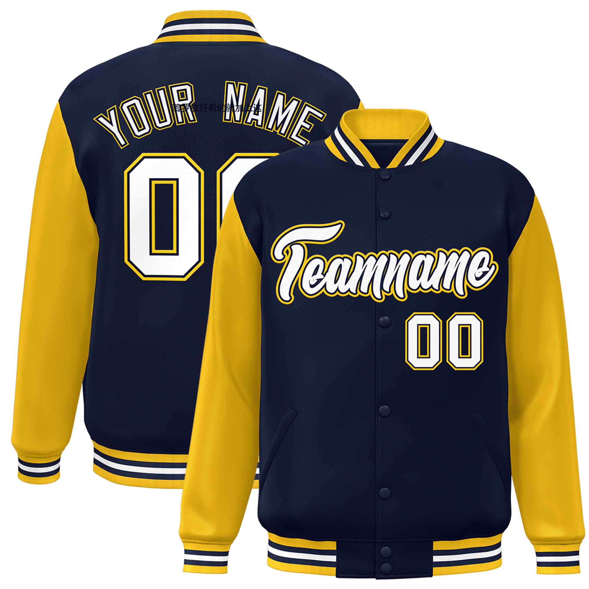 Custom Green White Raglan Sleeves Varsity Full-Snap Letterman Jacket | KXKSHOP