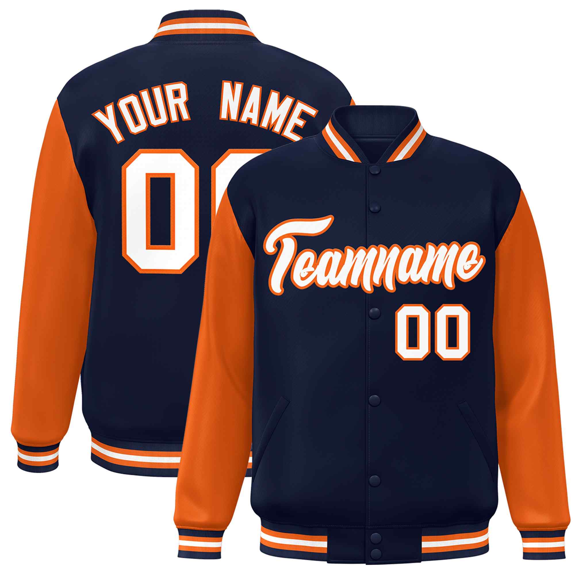 Custom Green White Raglan Sleeves Varsity Full-Snap Letterman Jacket | KXKSHOP