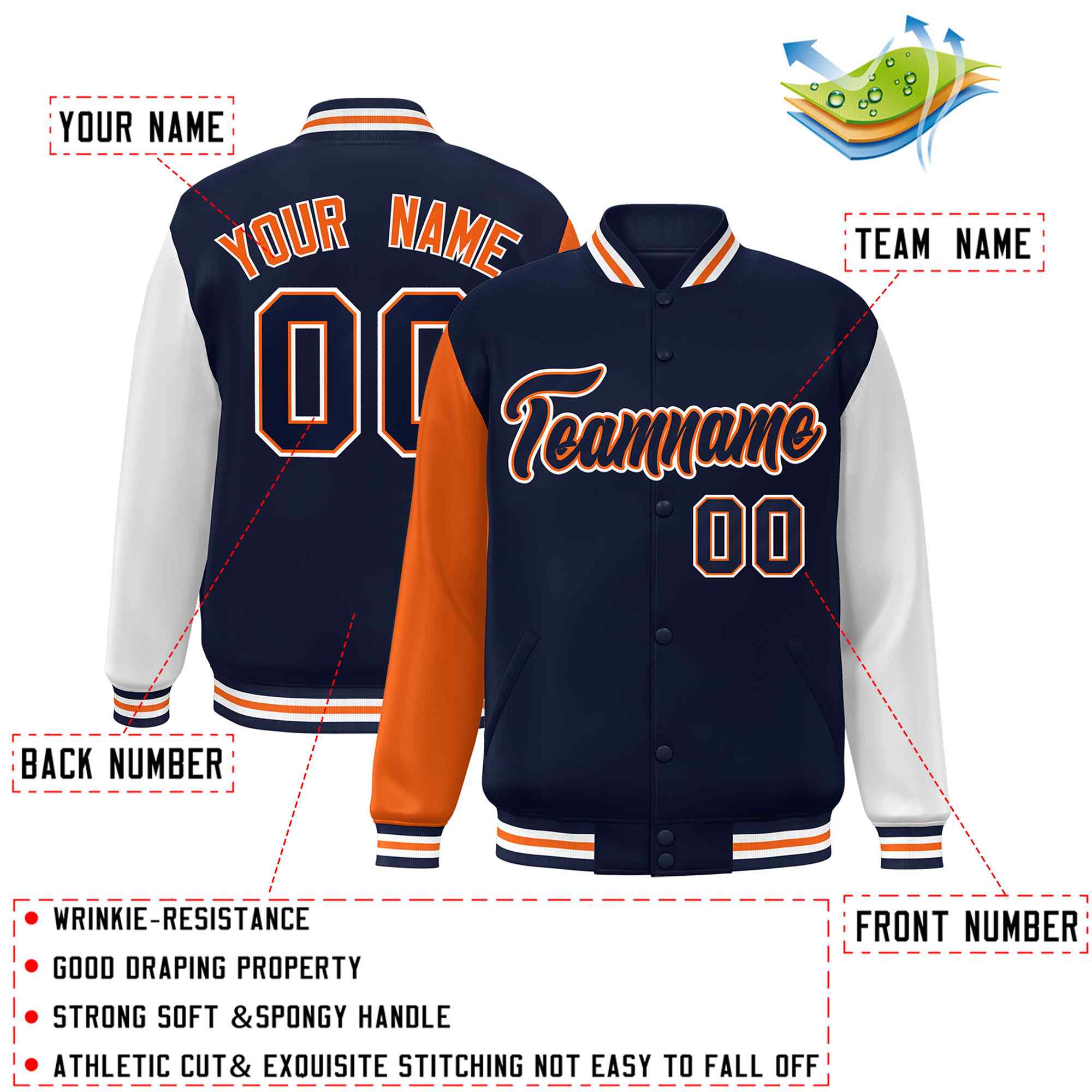 Custom Green White Raglan Sleeves Varsity Full-Snap Letterman Jacket | KXKSHOP