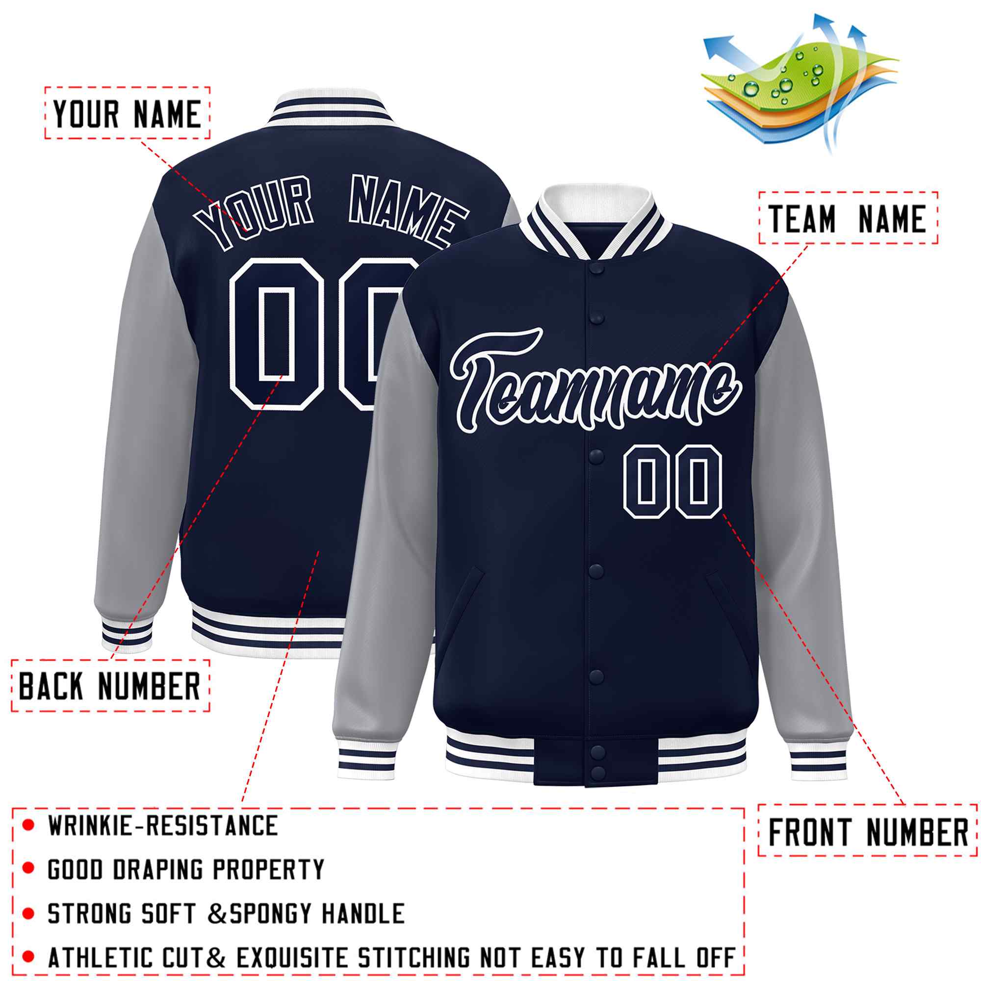 Custom Green White Raglan Sleeves Varsity Full-Snap Letterman Jacket | KXKSHOP