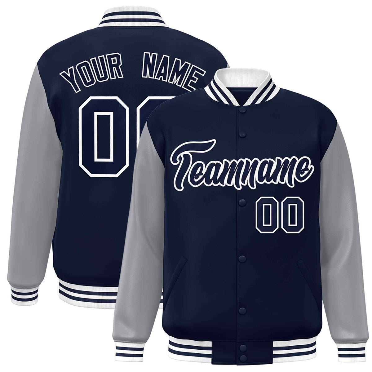 Custom Green White Raglan Sleeves Varsity Full-Snap Letterman Jacket | KXKSHOP
